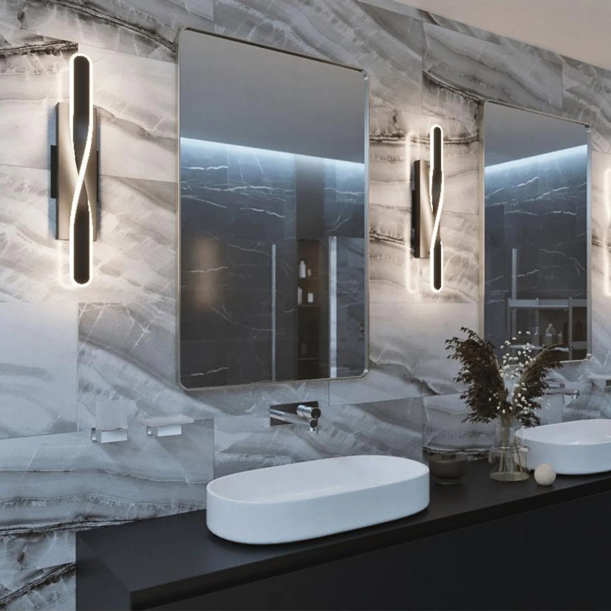 Twist 36" LED Vanity, Satin Nickel Finish - Bees Lighting