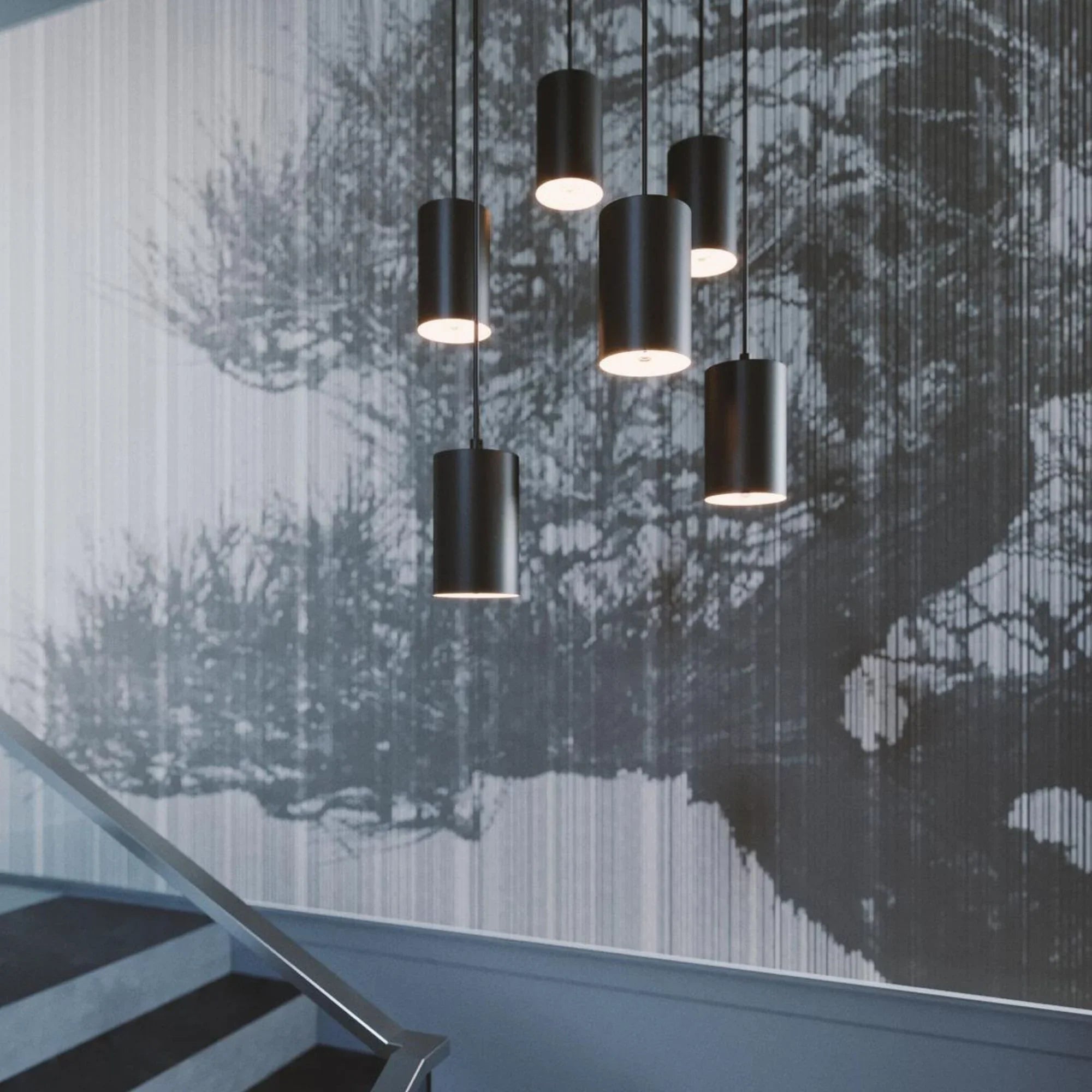 Tyke 24" 6-Light Multi-Port Pendant, Black Finish - Bees Lighting