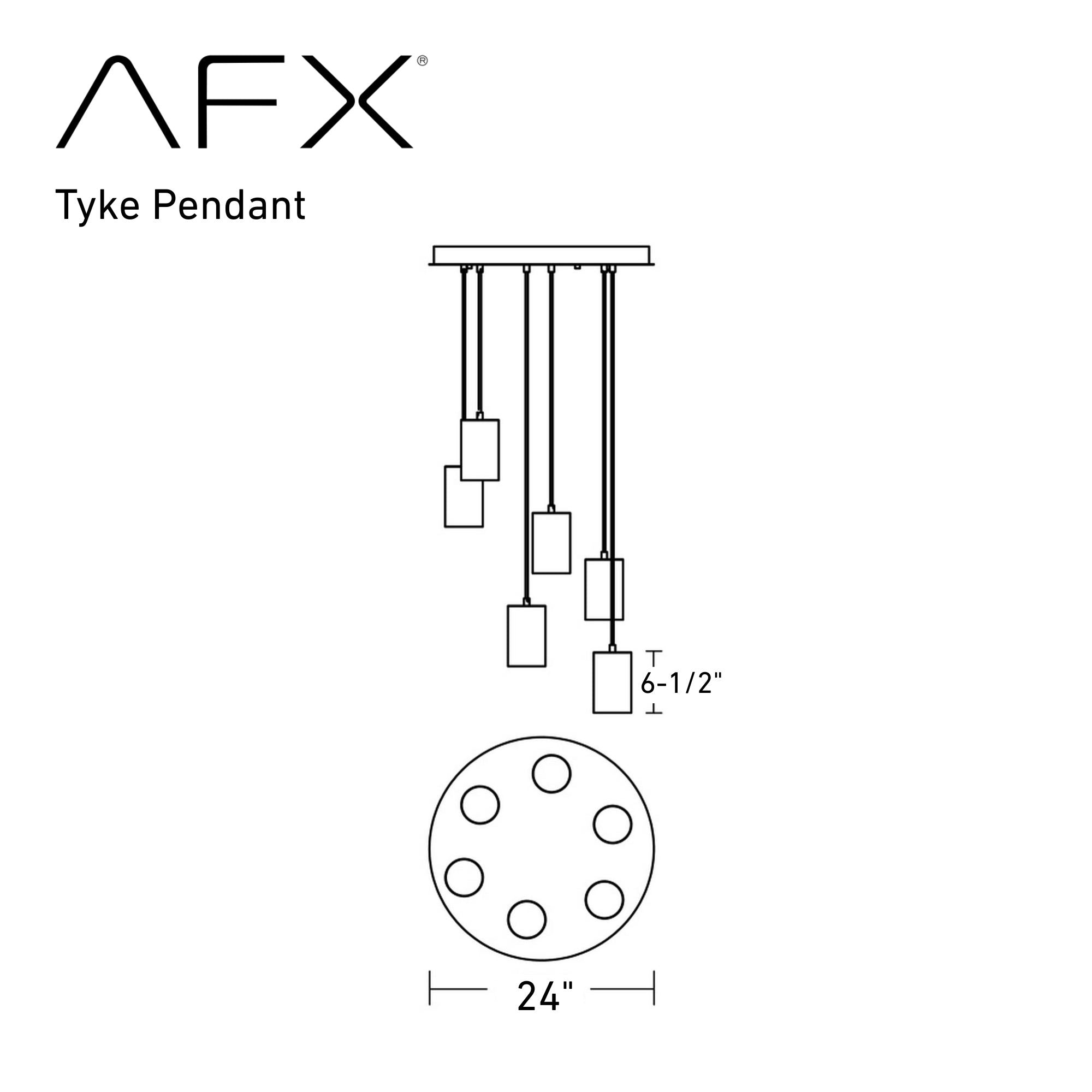 Tyke 24 in. 6 Lights Pendant Light Satin Brass Finish