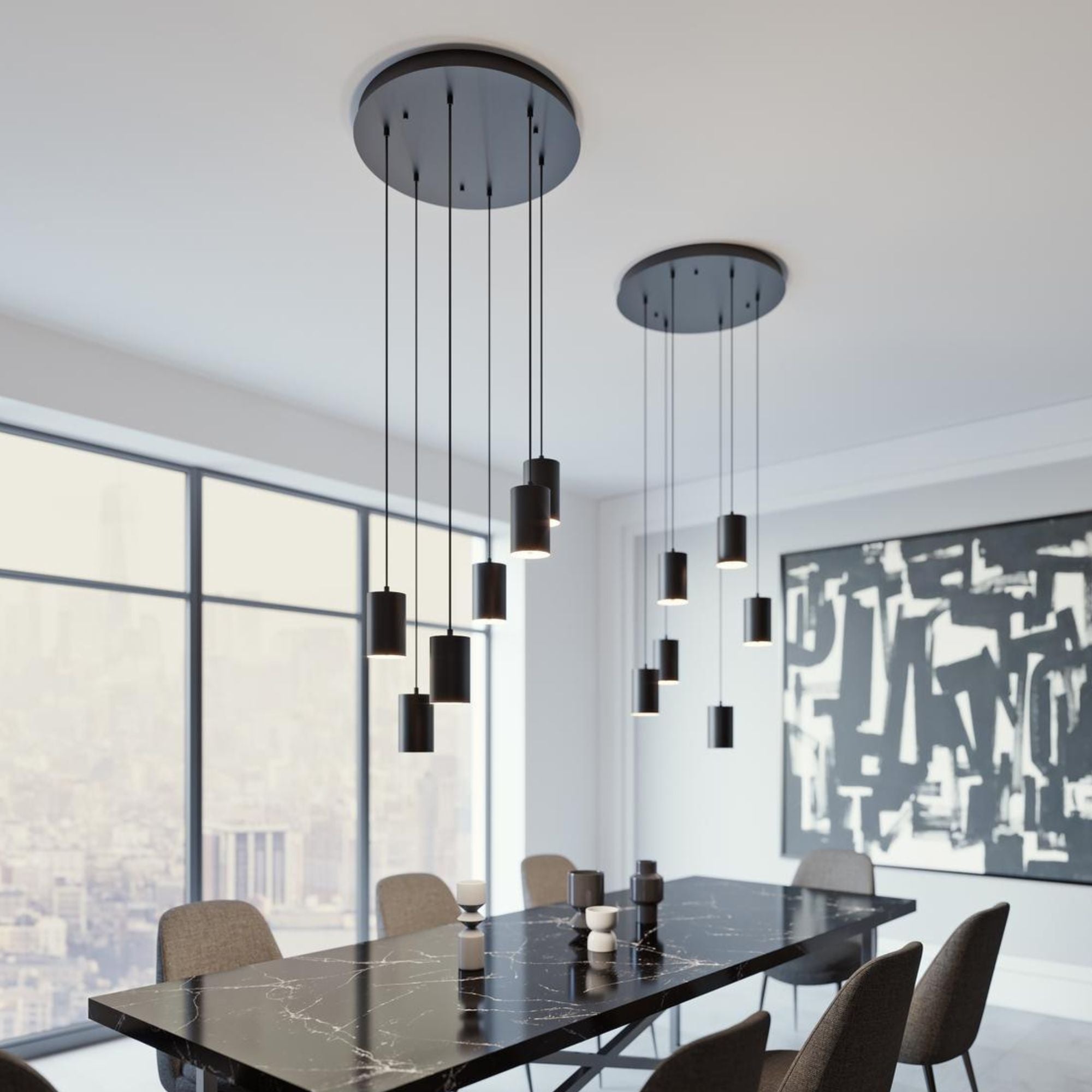 Tyke 24 in. 6 Lights Pendant Light Satin Brass Finish