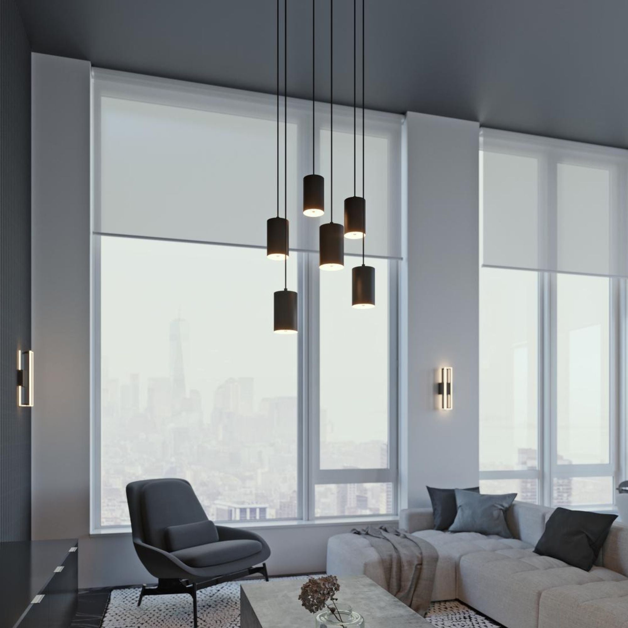 Tyke 24 in. 6 Lights Pendant Light Satin Brass Finish