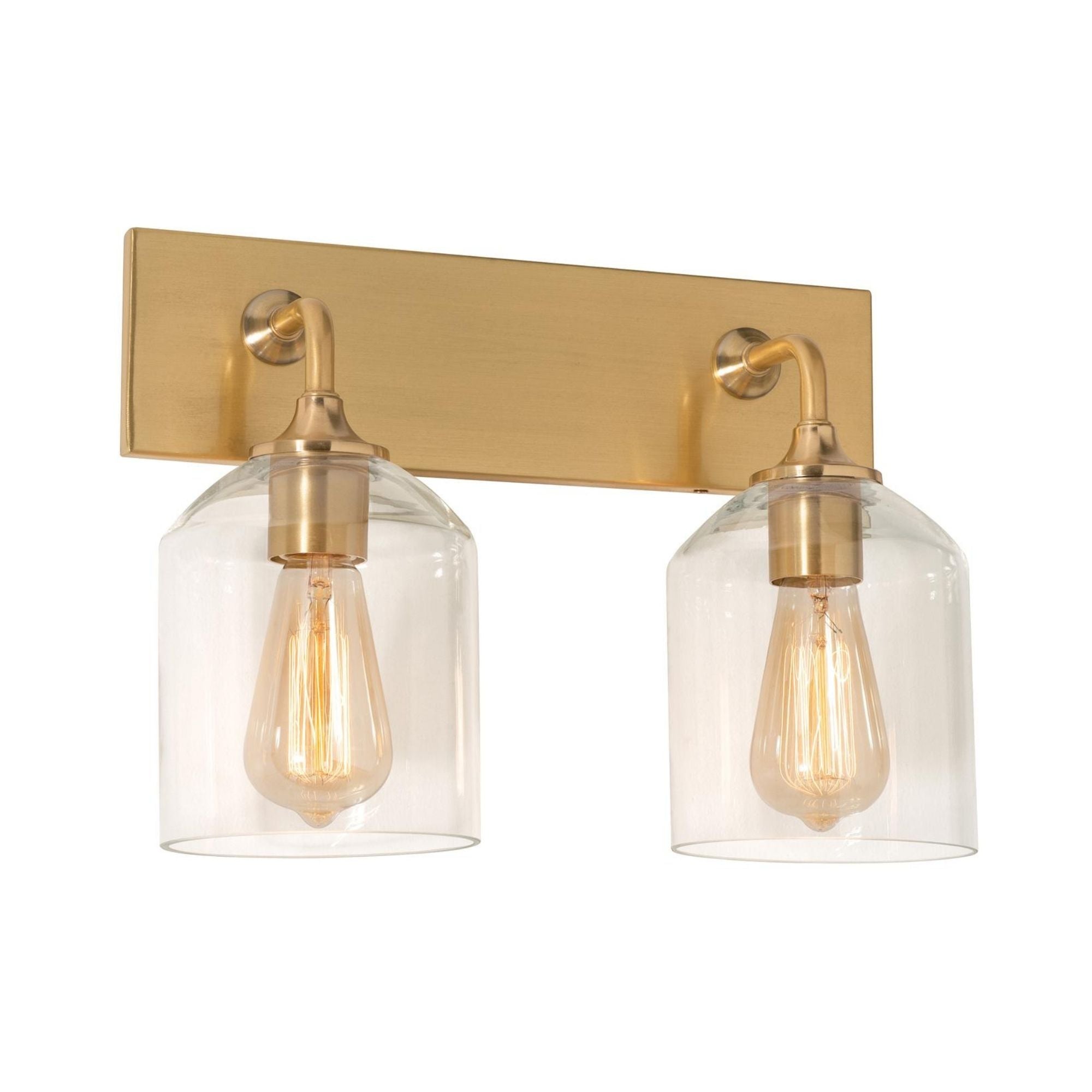 William 2 Lights 15 In. Vanity Light Satin Brass Finish - Bees Lighting