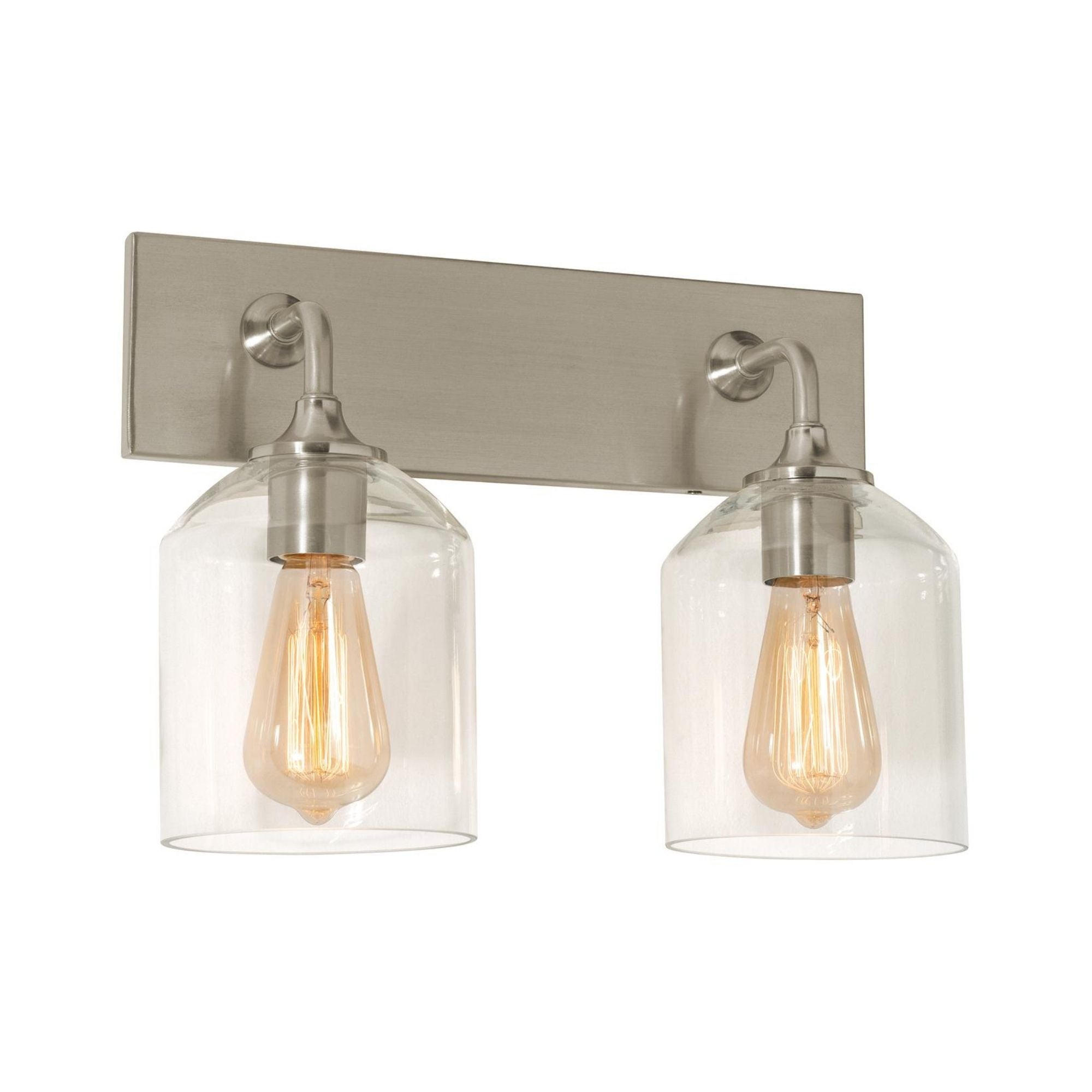 William 2 Lights 15 In. Vanity Light Satin Nickel Finish - Bees Lighting