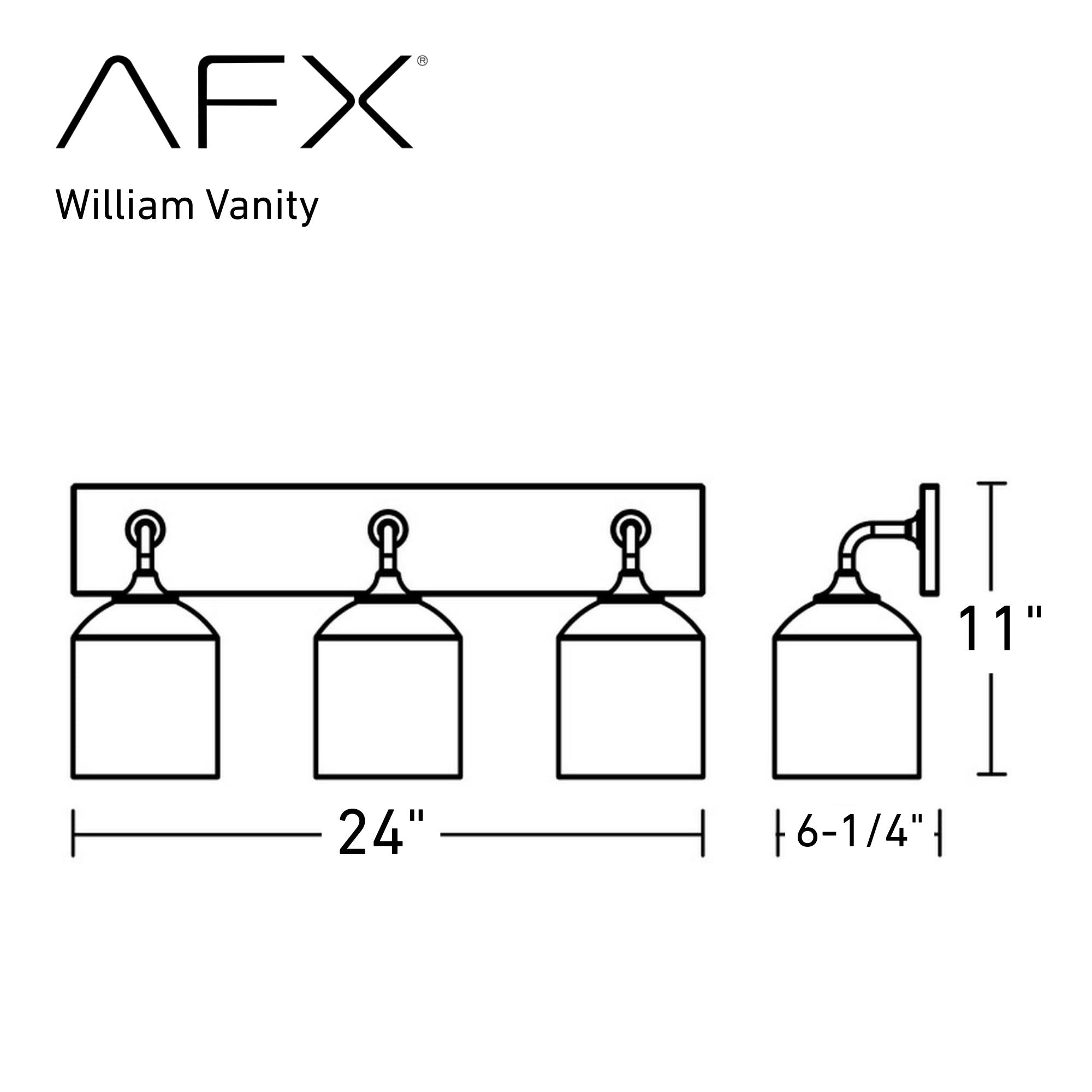 William 3 Lights 24 In. Vanity Light Satin Nickel Finish - Bees Lighting