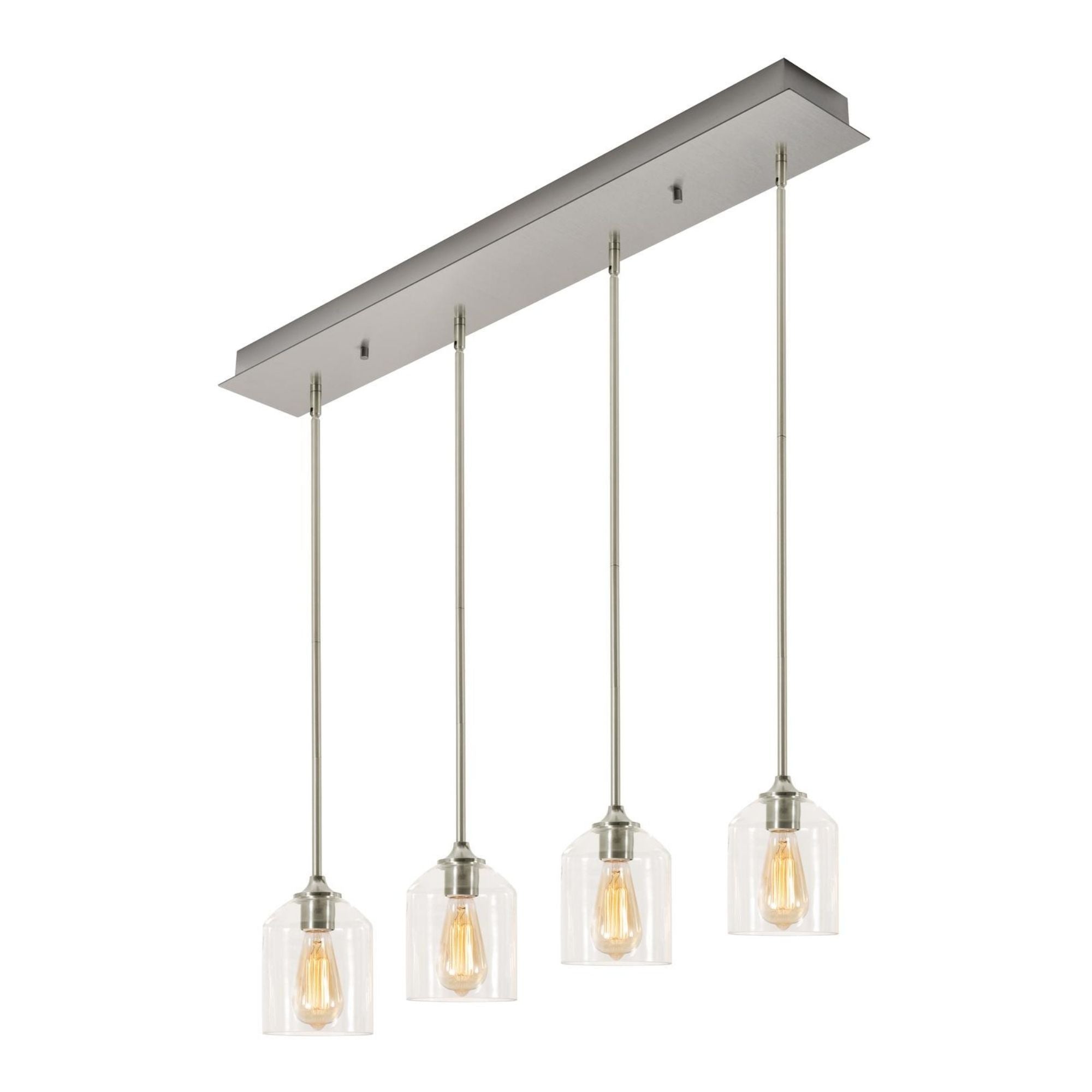 William 4 Lights 36 In. Pendant Light Satin Nickel Finish - Bees Lighting