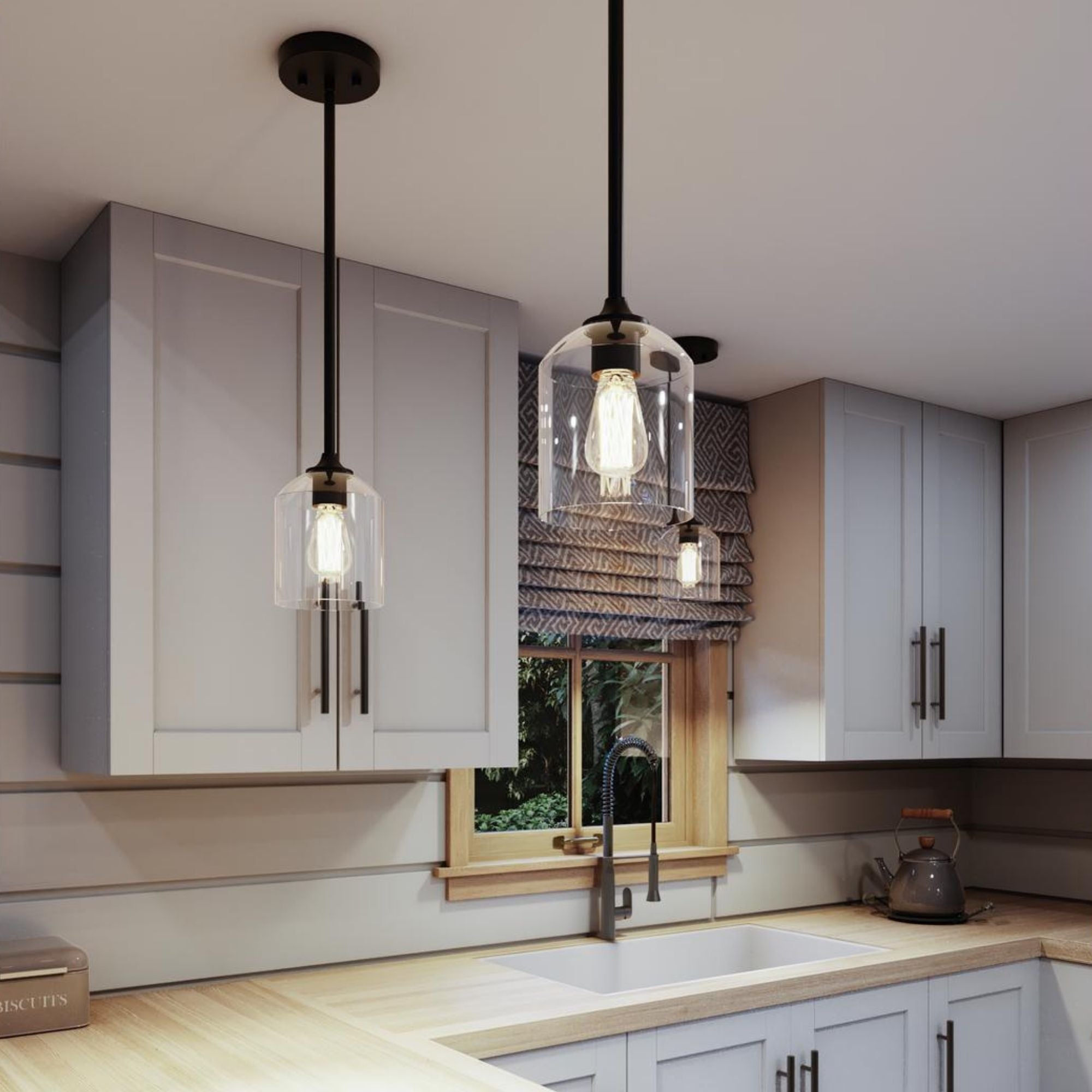 William 8 In. Pendant Light Black Finish - Bees Lighting