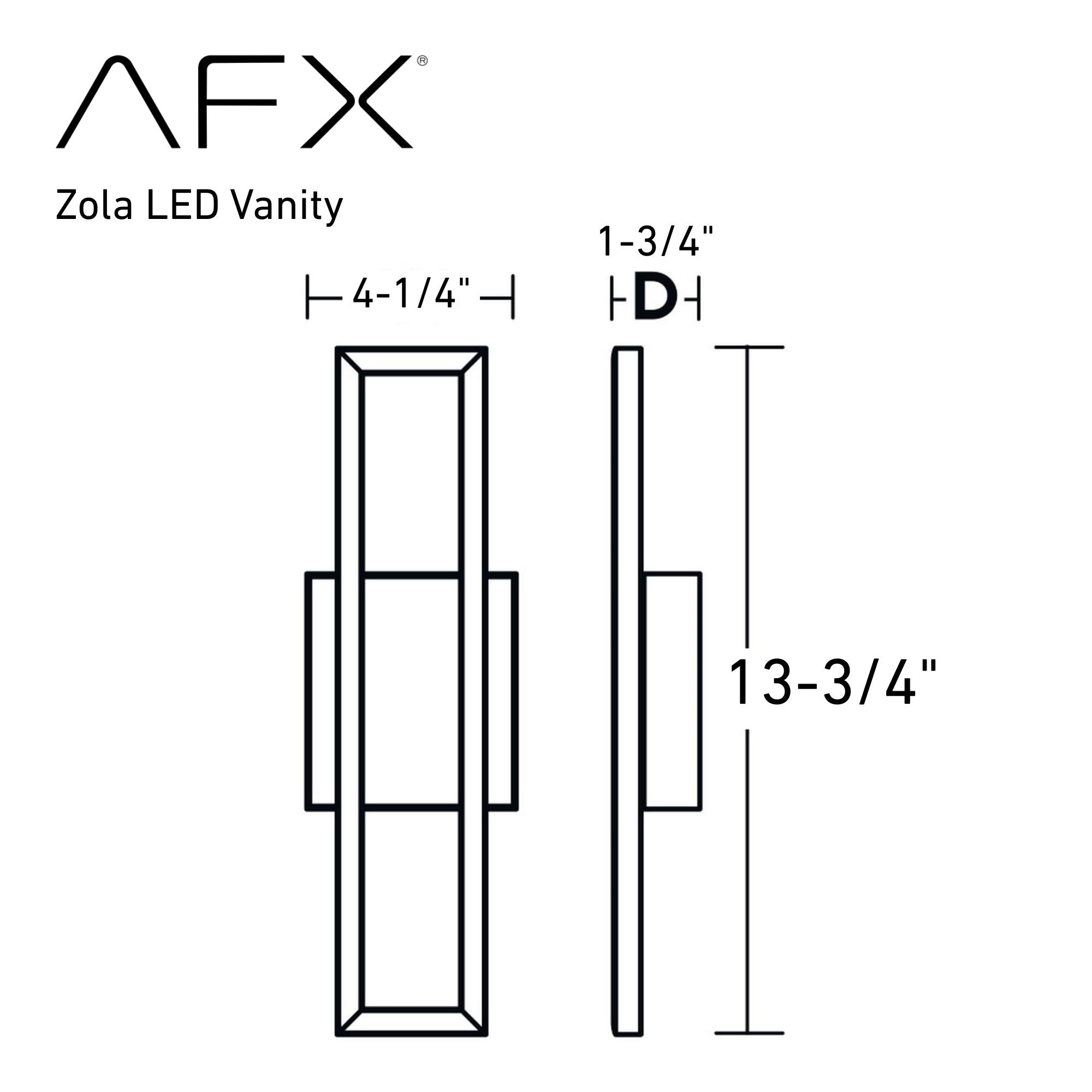 Zola 14 in. LED Bath Bar Black finish - Bees Lighting