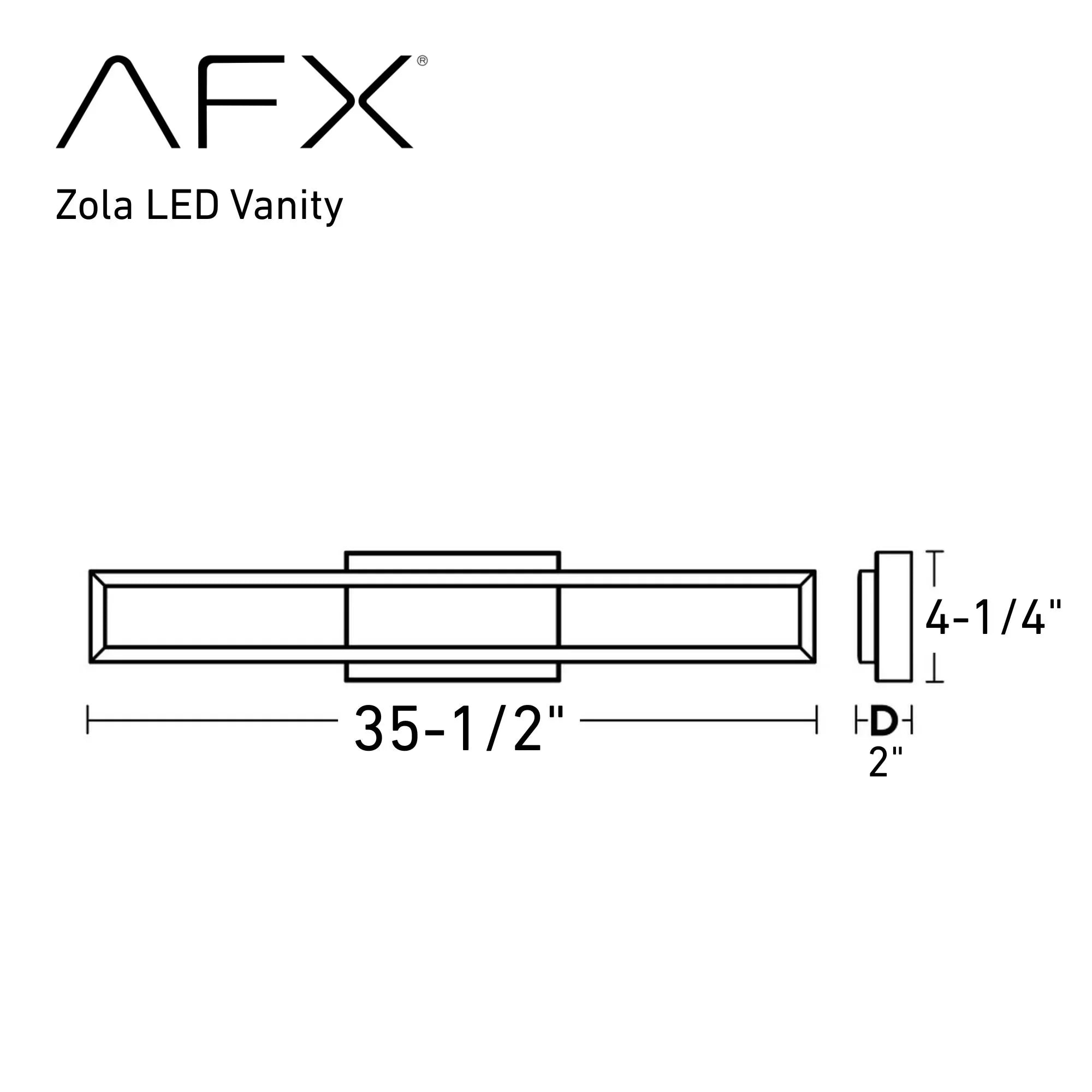 Zola 35" LED Vanity, Black Finish - Bees Lighting