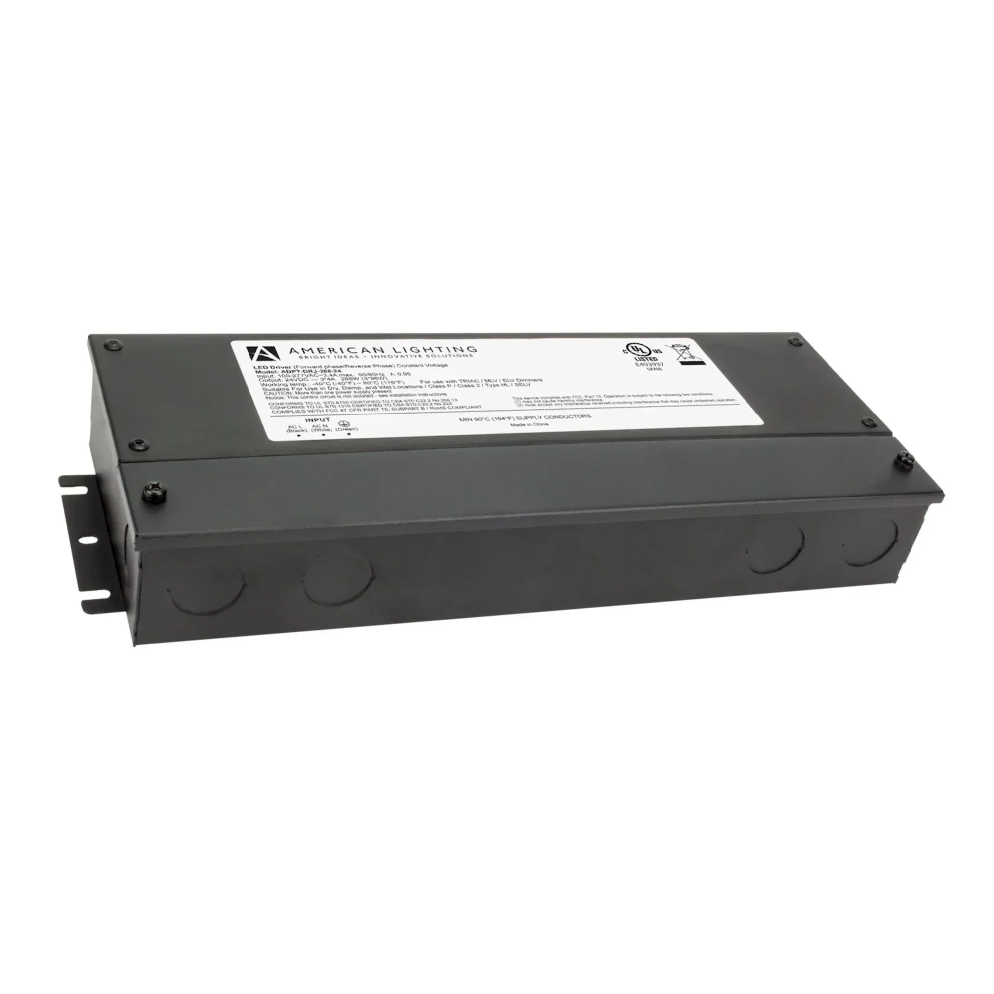 Adaptive 288W 24VDC Phase Dimming LED Driver, Class 2, 120-277V