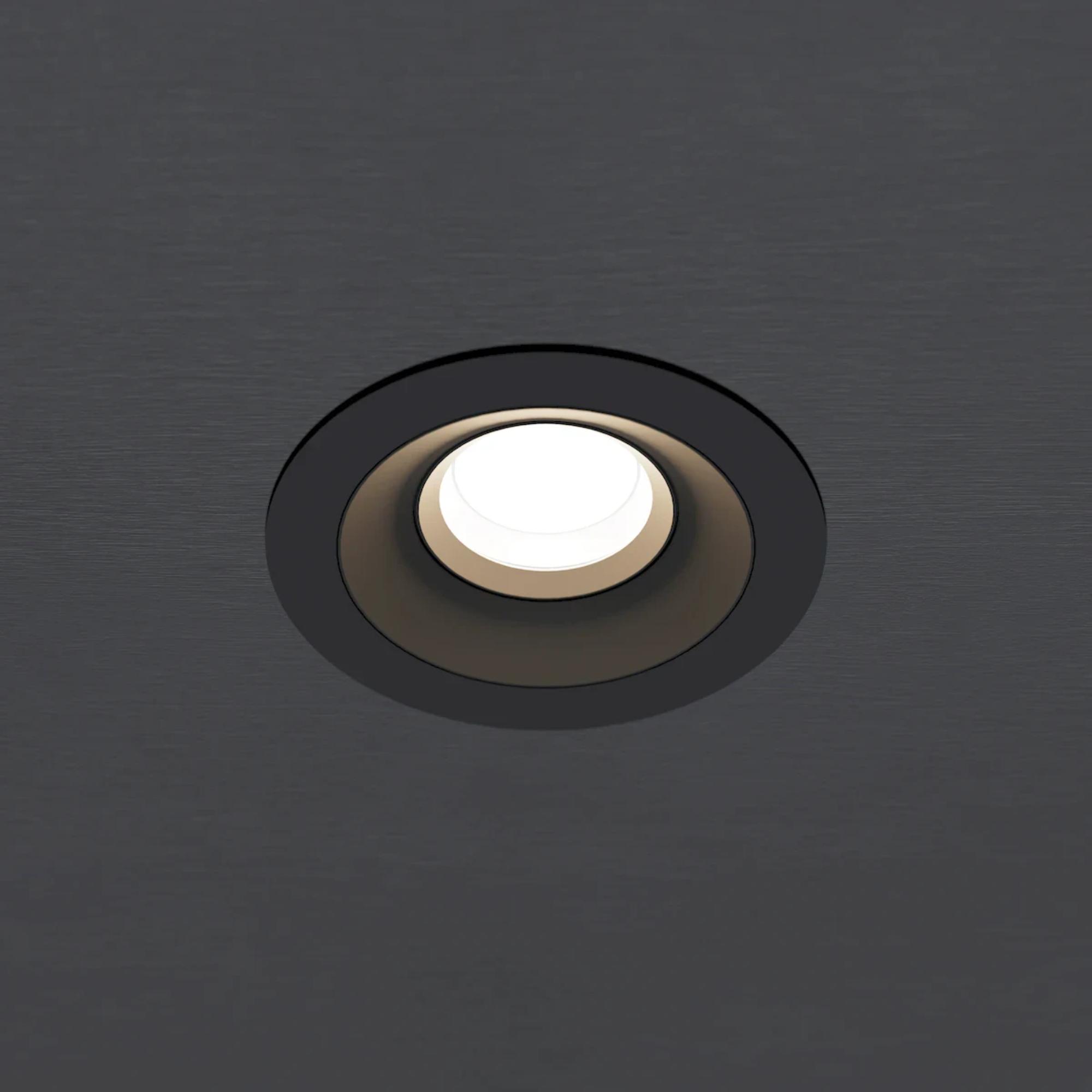 Rhyme 3" Round Gimbal Trimless LED Downlight, 12W, 1190 Lm, 5-CCT, Black - Bees Lighting