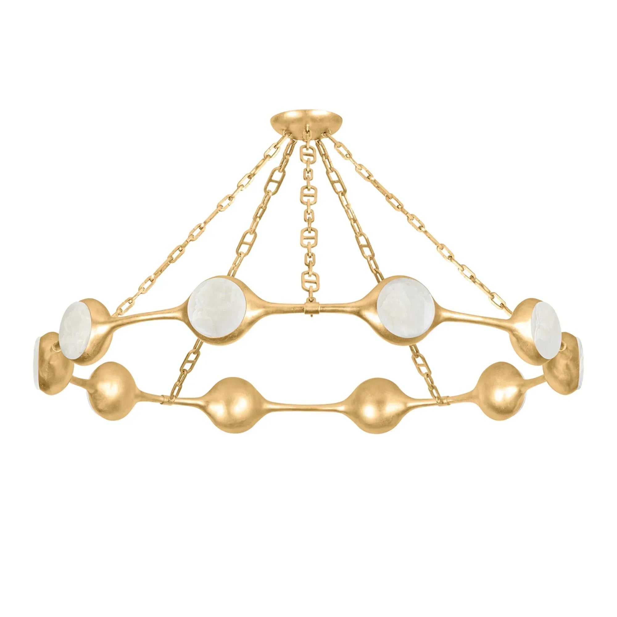 Riviere 52" LED Chandelier, Vintage Gold Leaf Finish