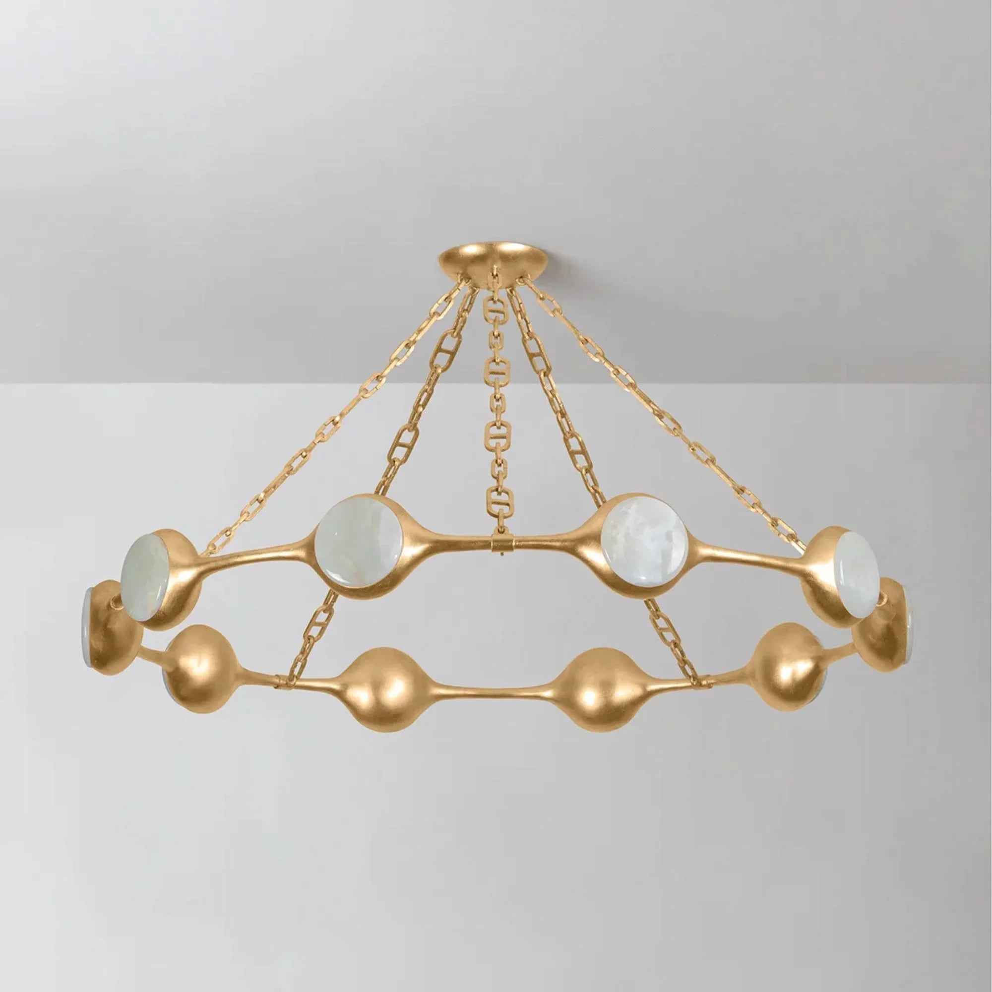 Riviere 52" LED Chandelier, Vintage Gold Leaf Finish