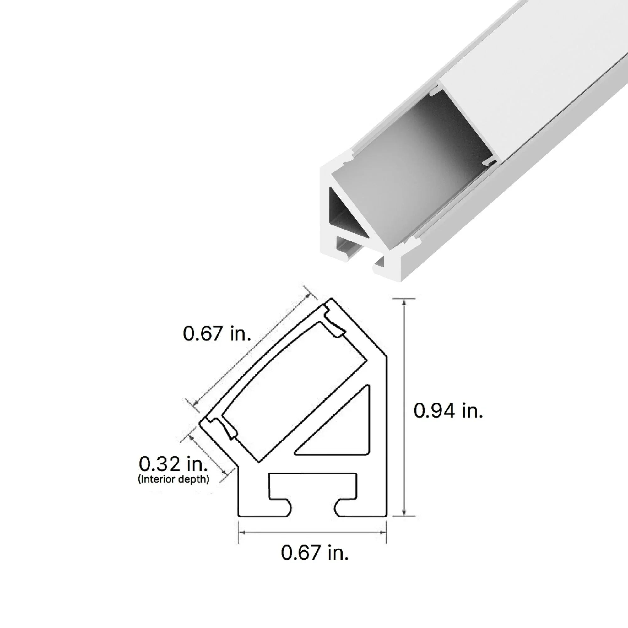 96" 45 Degree LED Channel, Aluminum, Pack of 10 - Bees Lighting