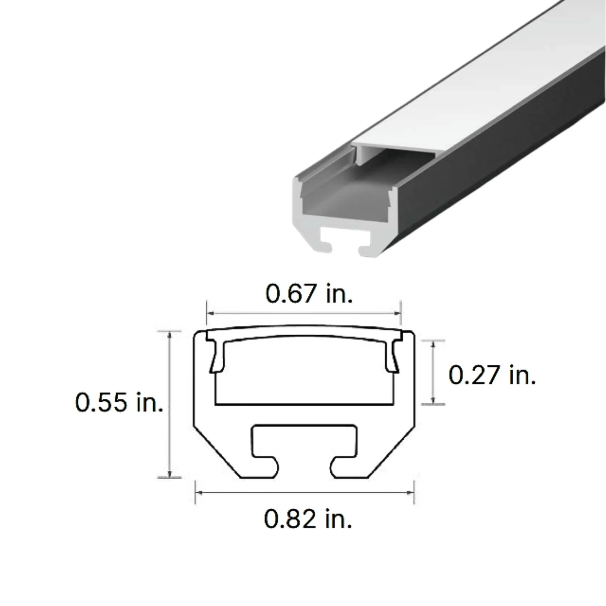 96" Square LED Channel, Black, Pack of 10 - Bees Lighting