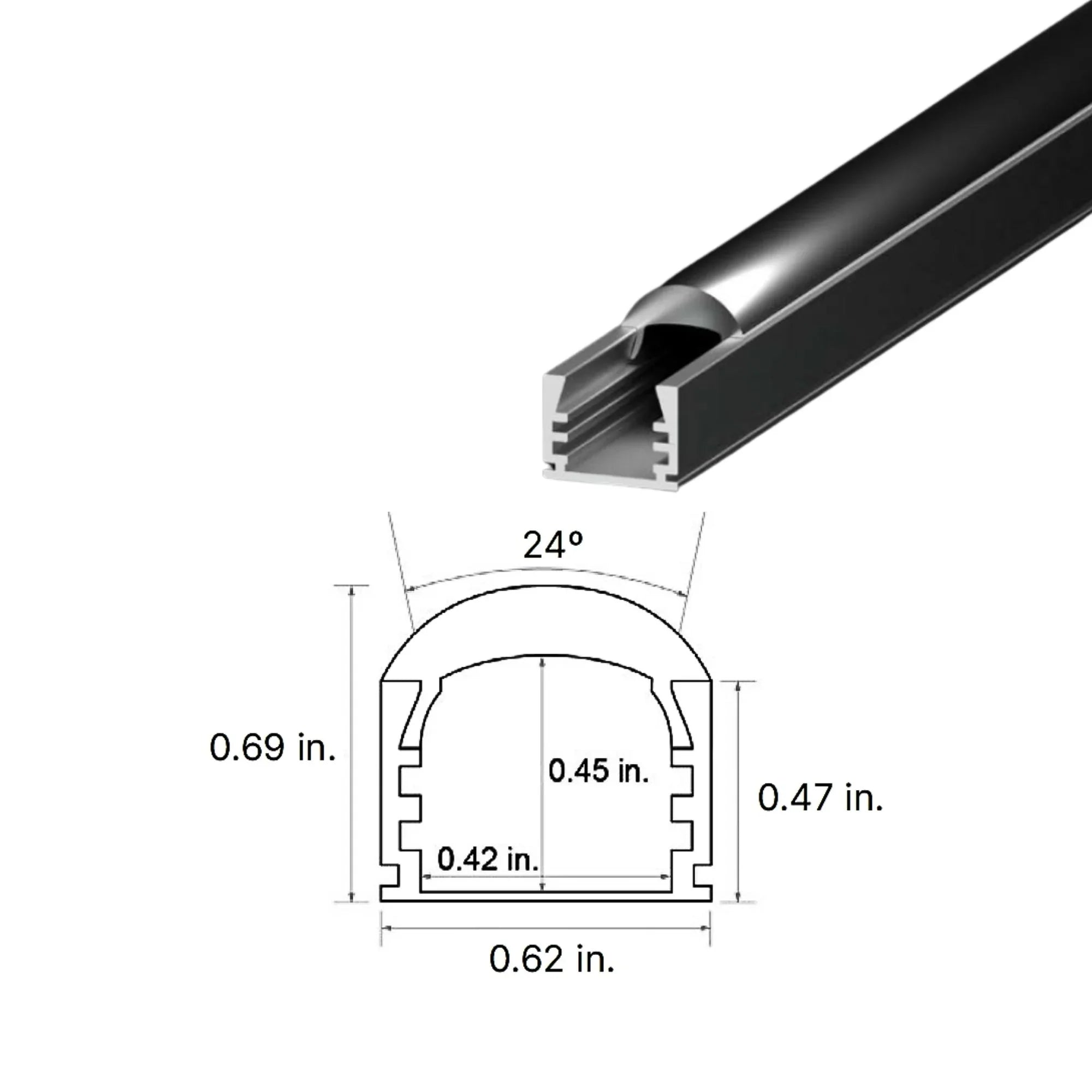 96" Narrow Beam Grazer Channel, Clear Matte Optic Lens, Aluminum - Bees Lighting