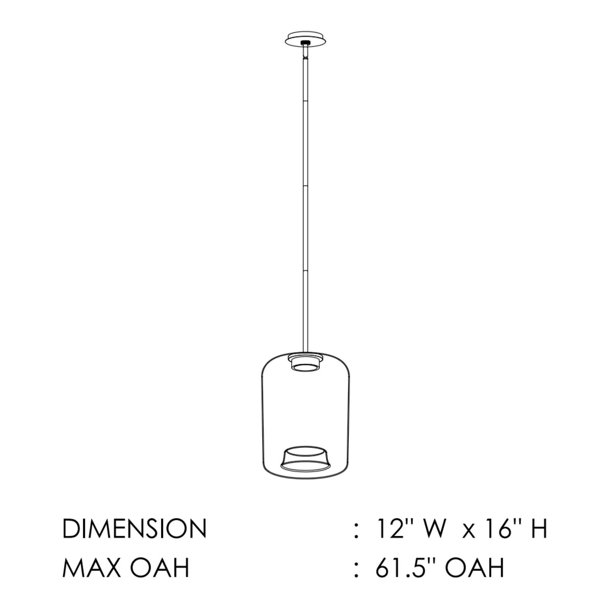 Bombona 12" x 16" LED Pendant, Black Finish