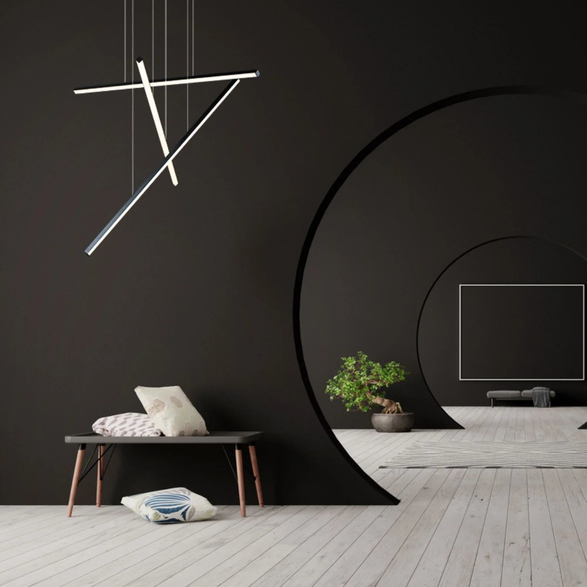 Hover 48" 3-Light LED Pendant, Black Finish
