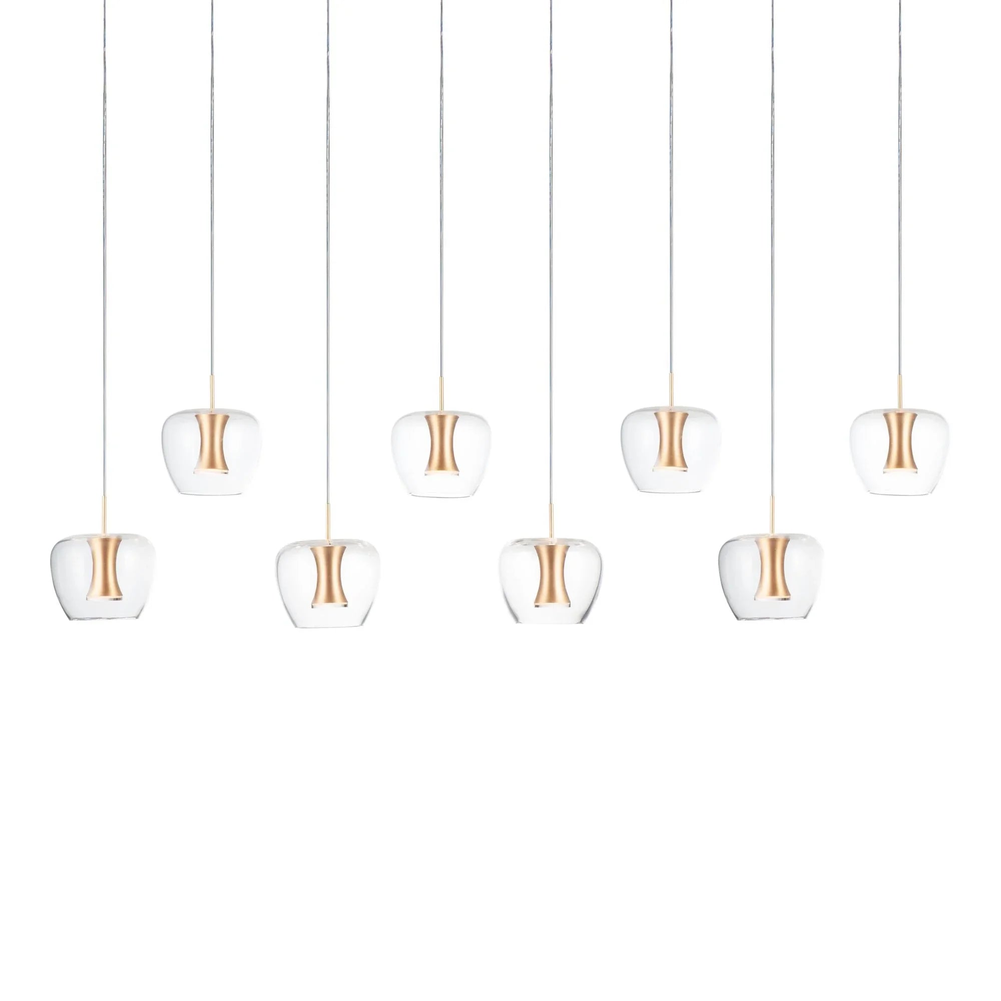 Newton 39" 8-Light LED Linear Pendant, Black & Gold Finish