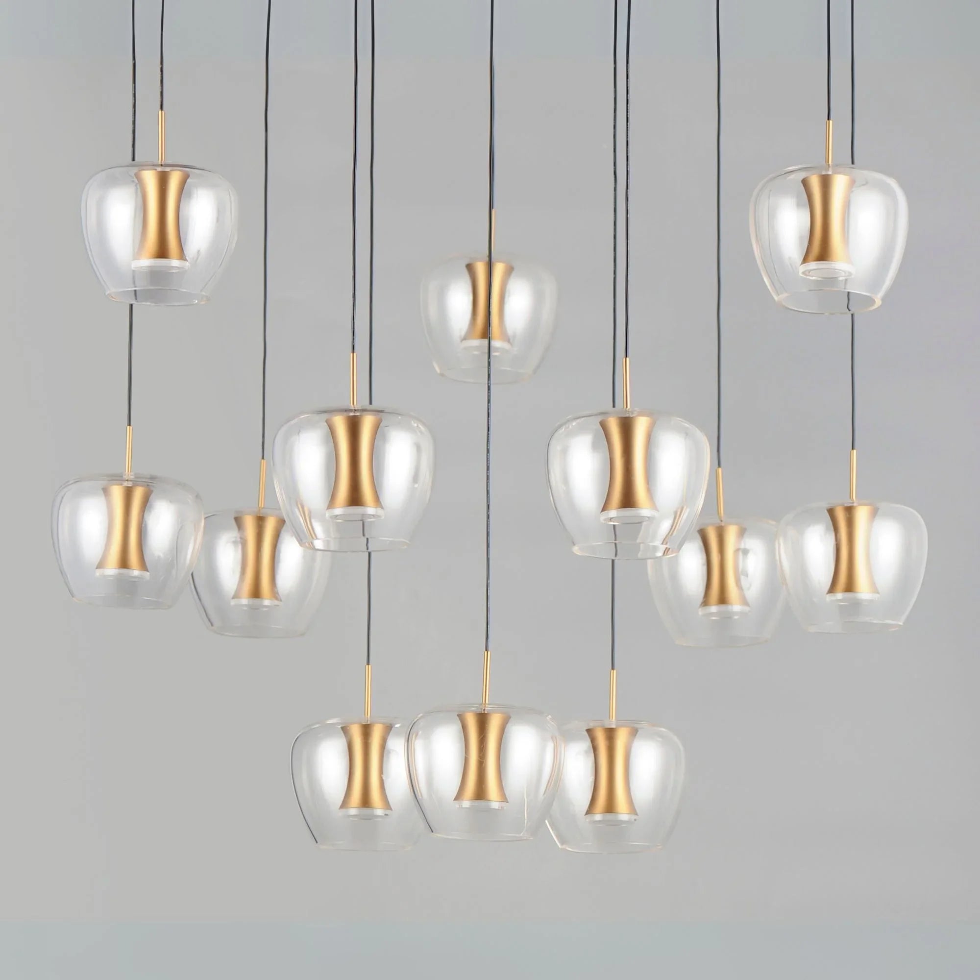 Newton 28" 12-Light LED Pendant, Black & Gold Finish