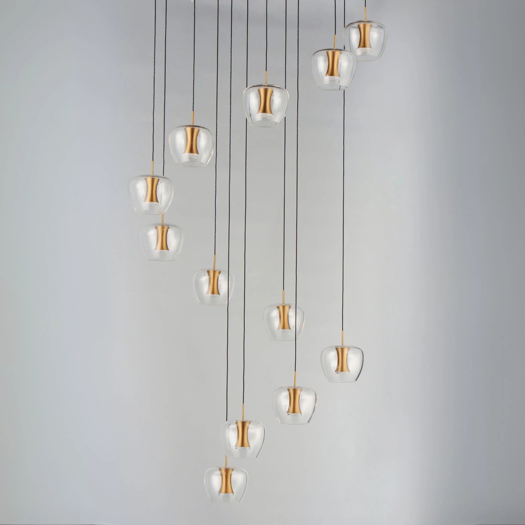 Newton 28" 25-Light LED Pendant, Black & Gold Finish