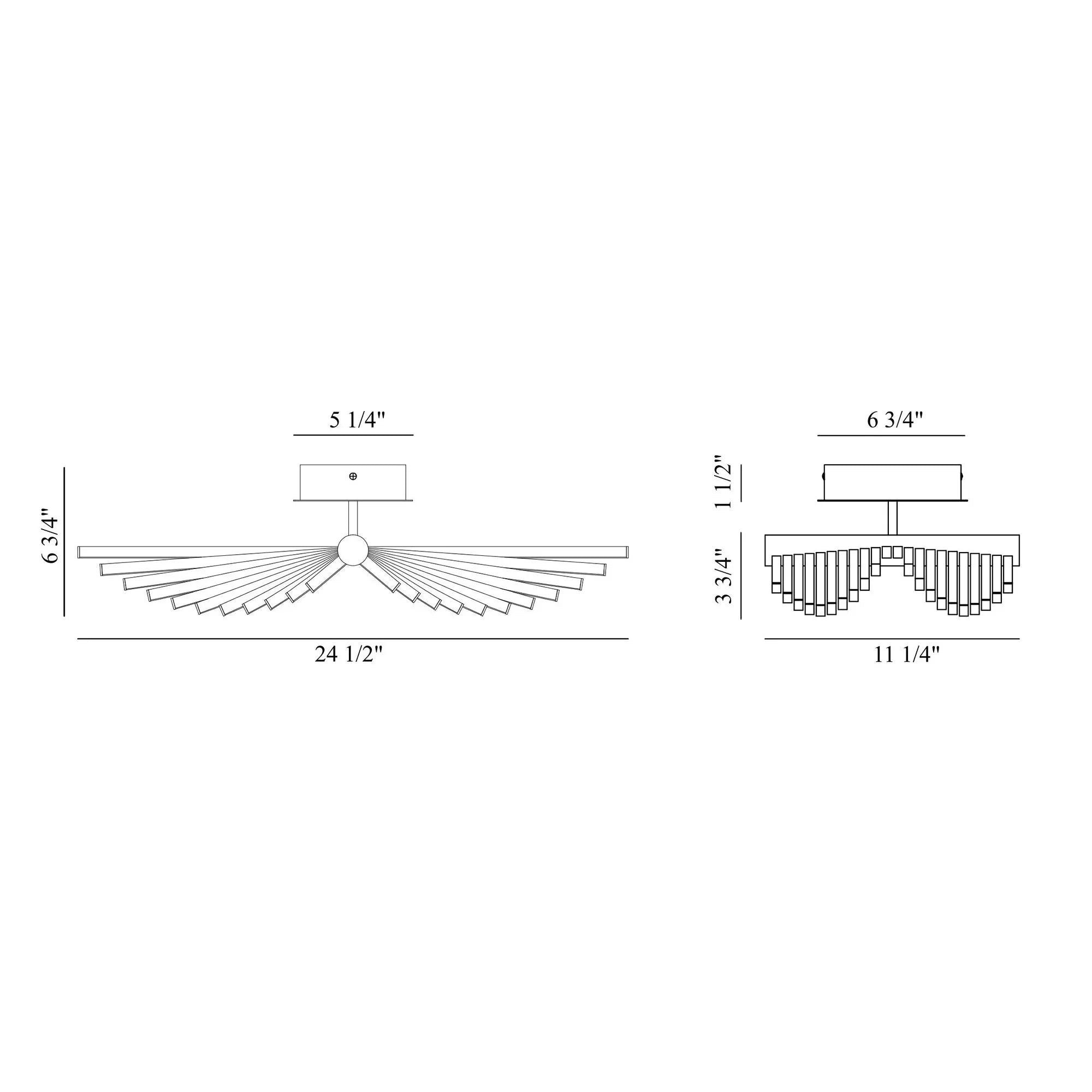 Seraph 25" LED Semi-Flush Mount, Black Finish