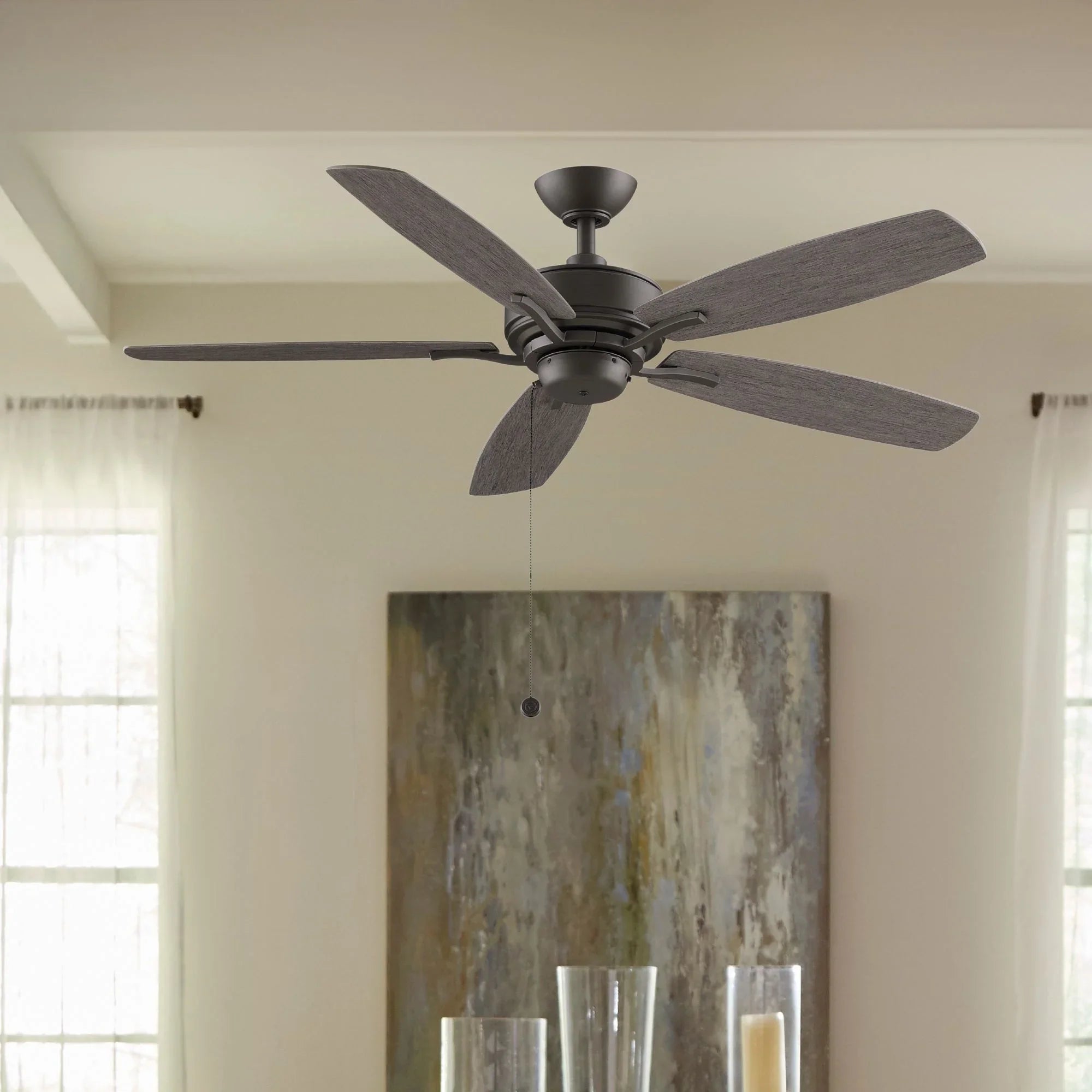 Aire Deluxe 52" Matte Greige Ceiling Fan with Pull Chain - Bees Lighting