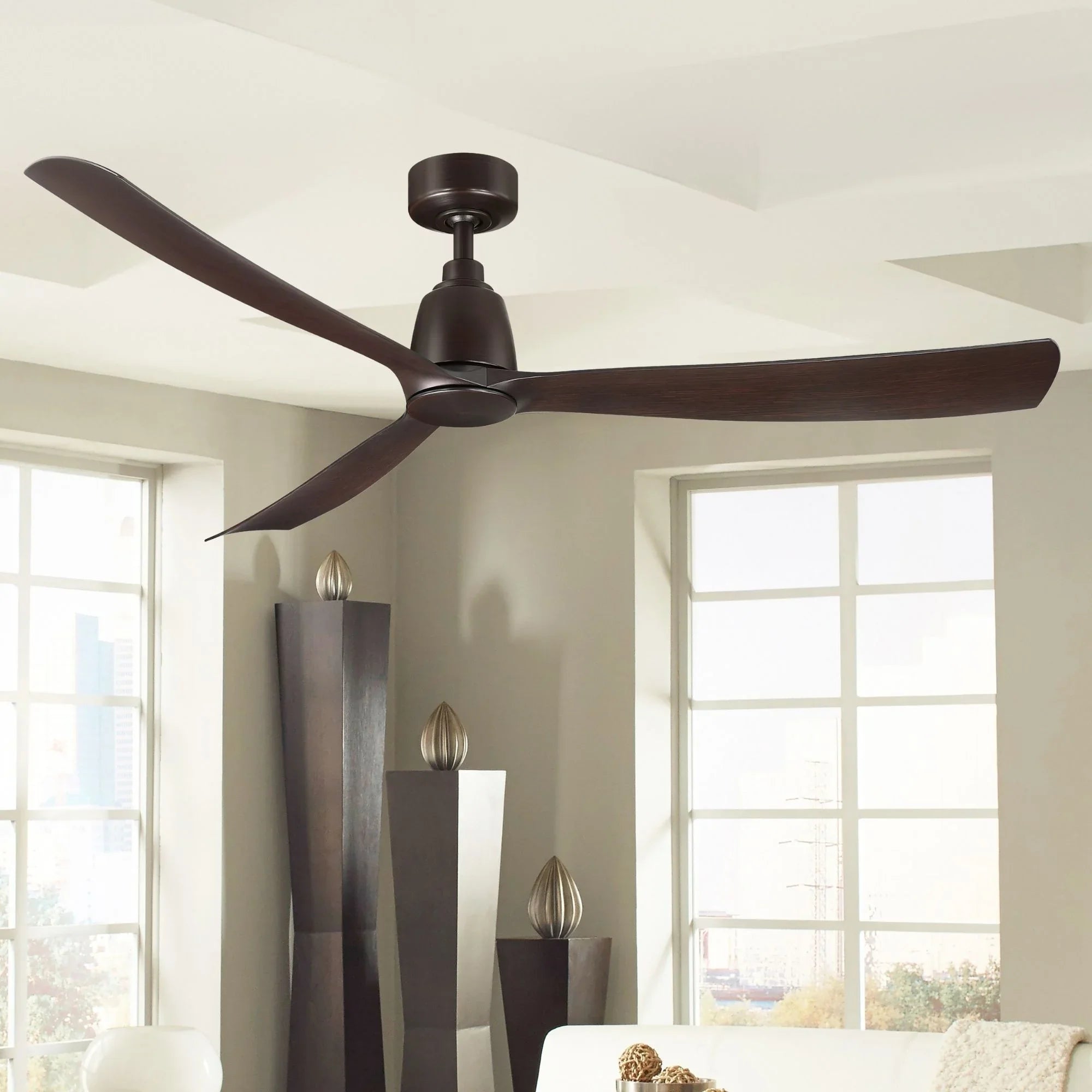 Kute 60" Dark Bronze Modern Ceiling Fan with Remote - Bees Lighting