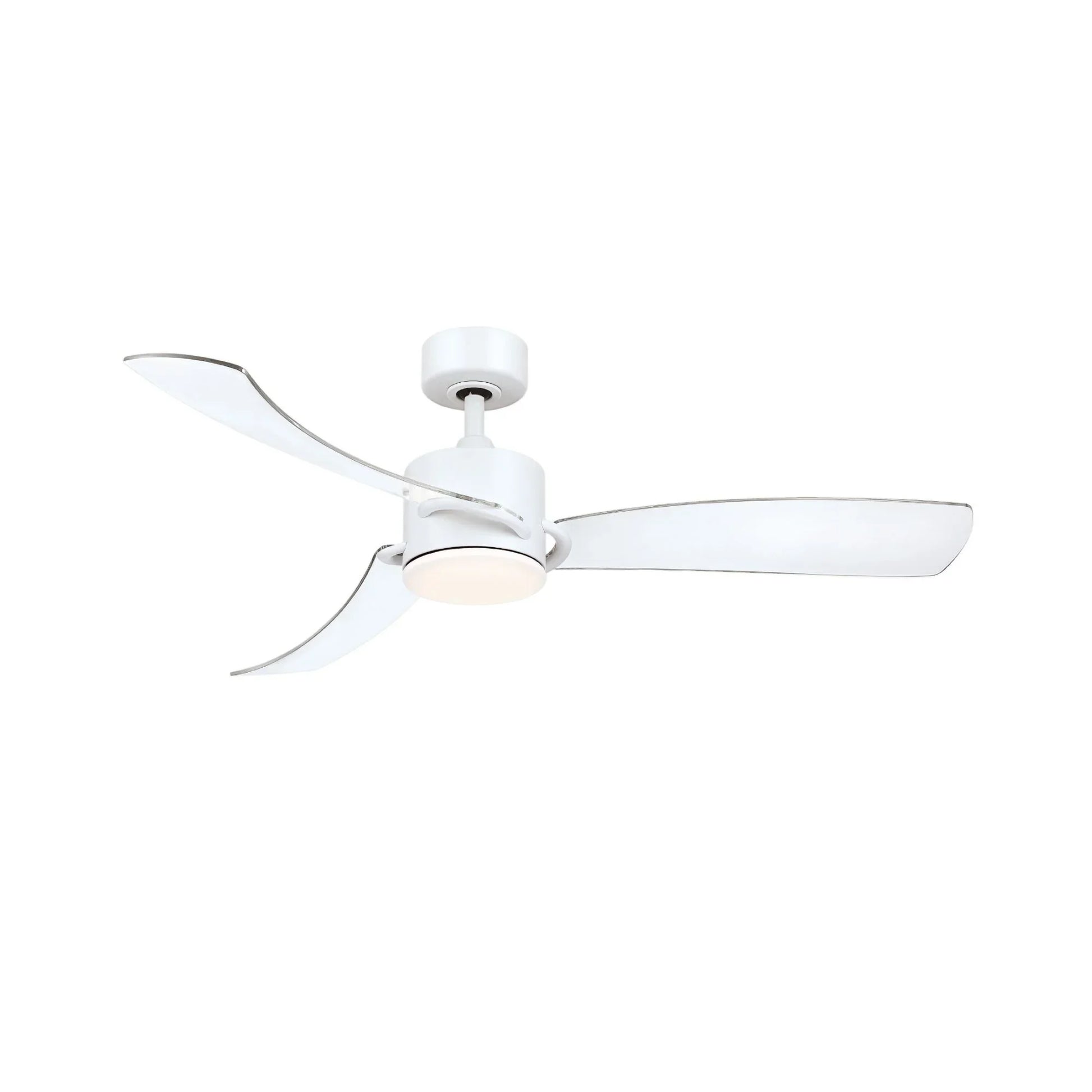 SculptAire 52" Matte White Modern LED Ceiling Fan with Remote, Clear Blades - Bees Lighting