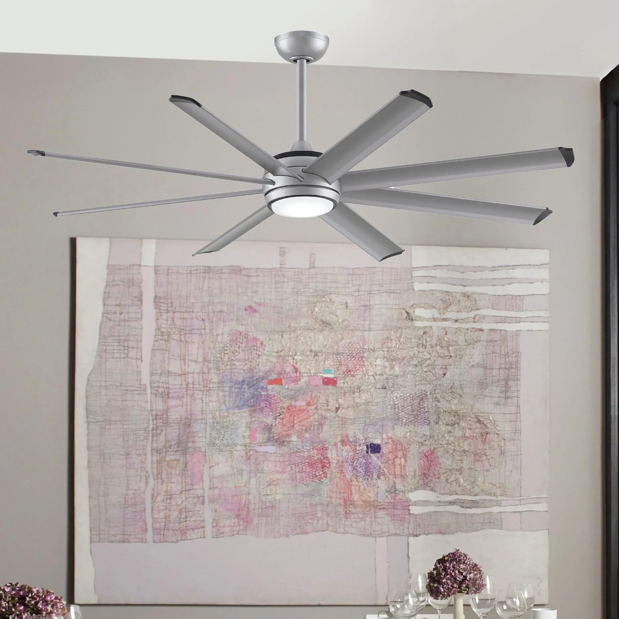 Stellar Custom Silver Ceiling Fan Motor & Light, Blades Sold Separately - Bees Lighting