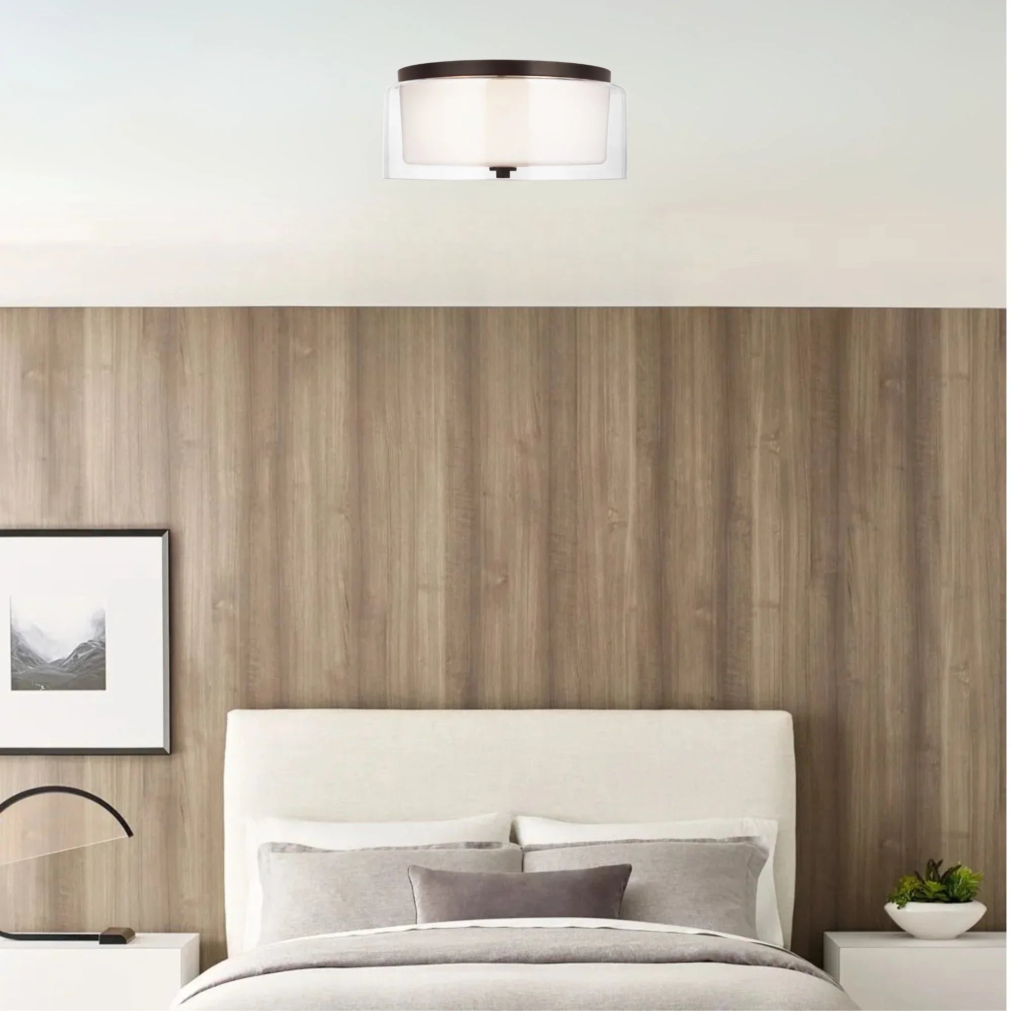 Elmwood Park 14" 2-Light Flush Mount, Bronze Finish