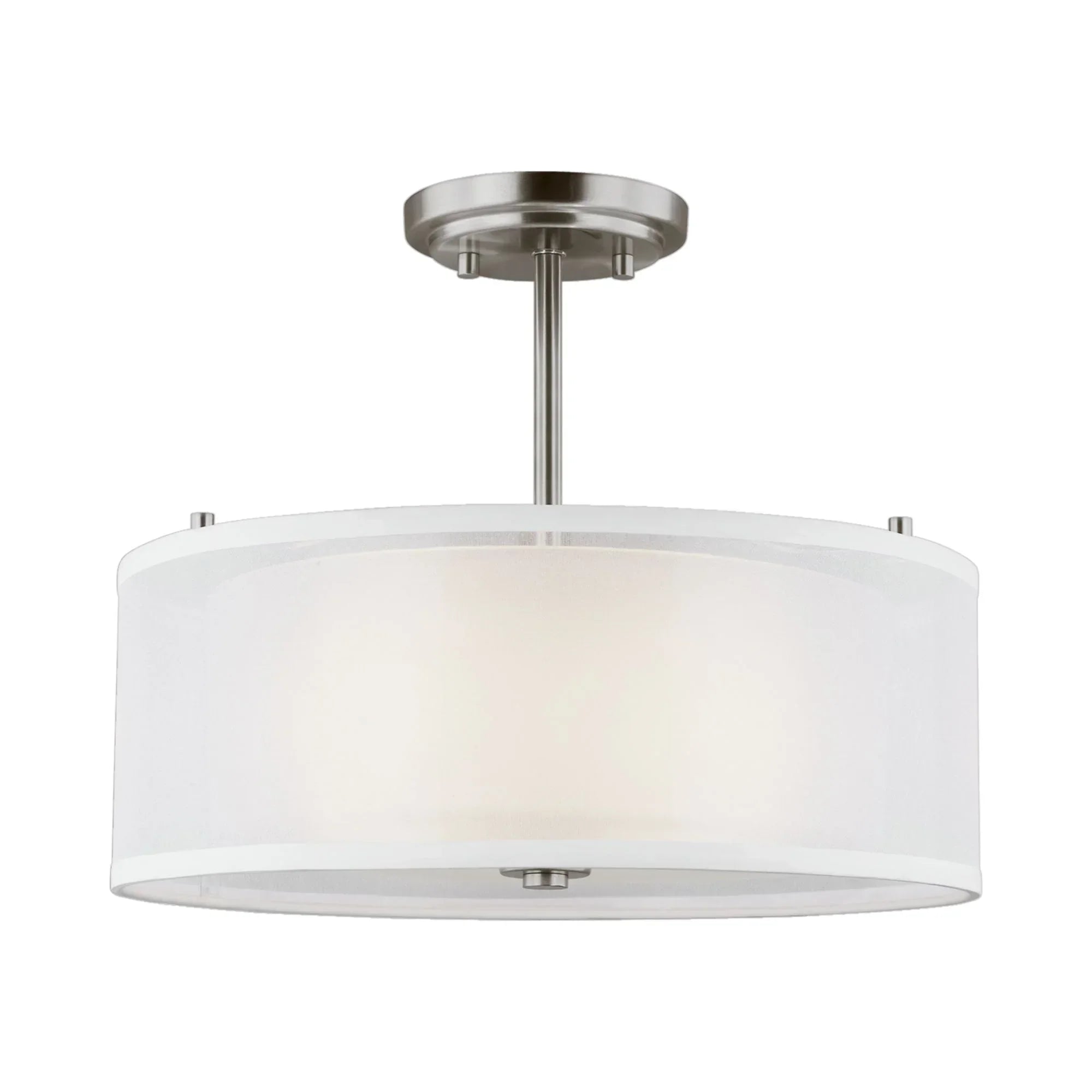 Elmwood Park 15" 2-Light LED Semi Flush Mount, Brushed Nickel Finish