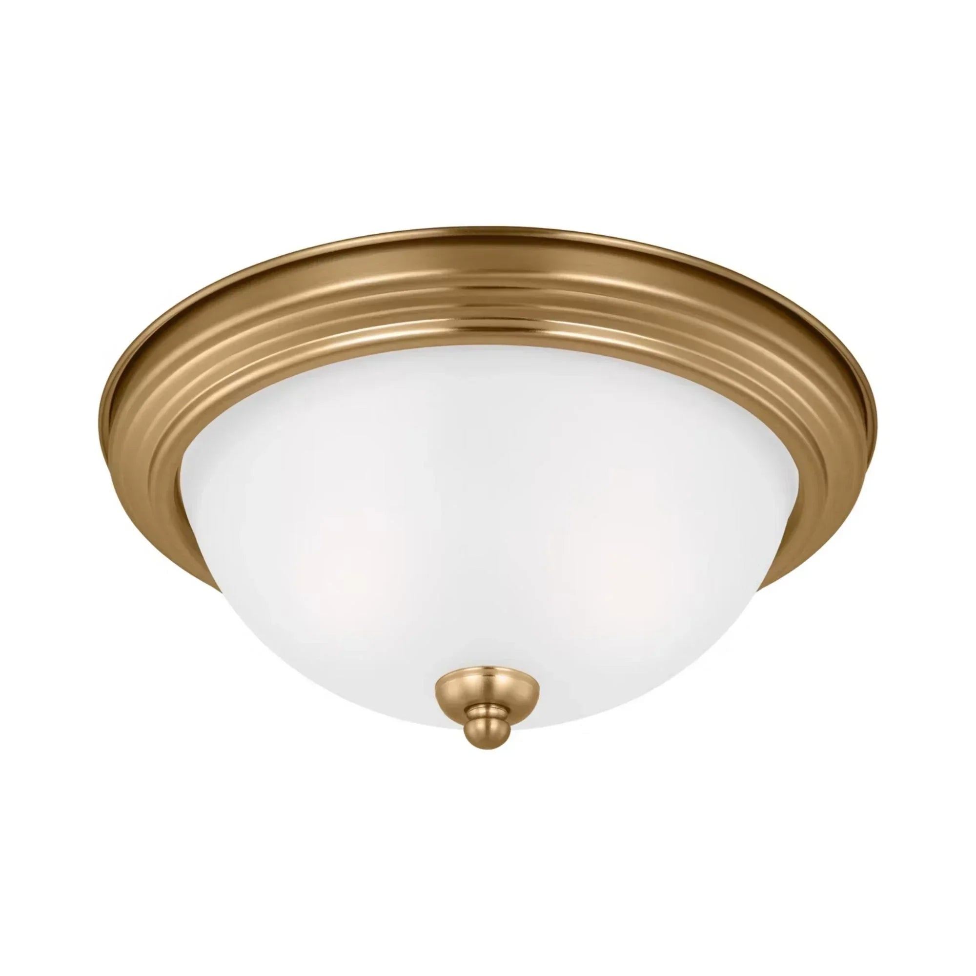 Geary 13" 2-Light Flush Mount, Satin Brass Finish