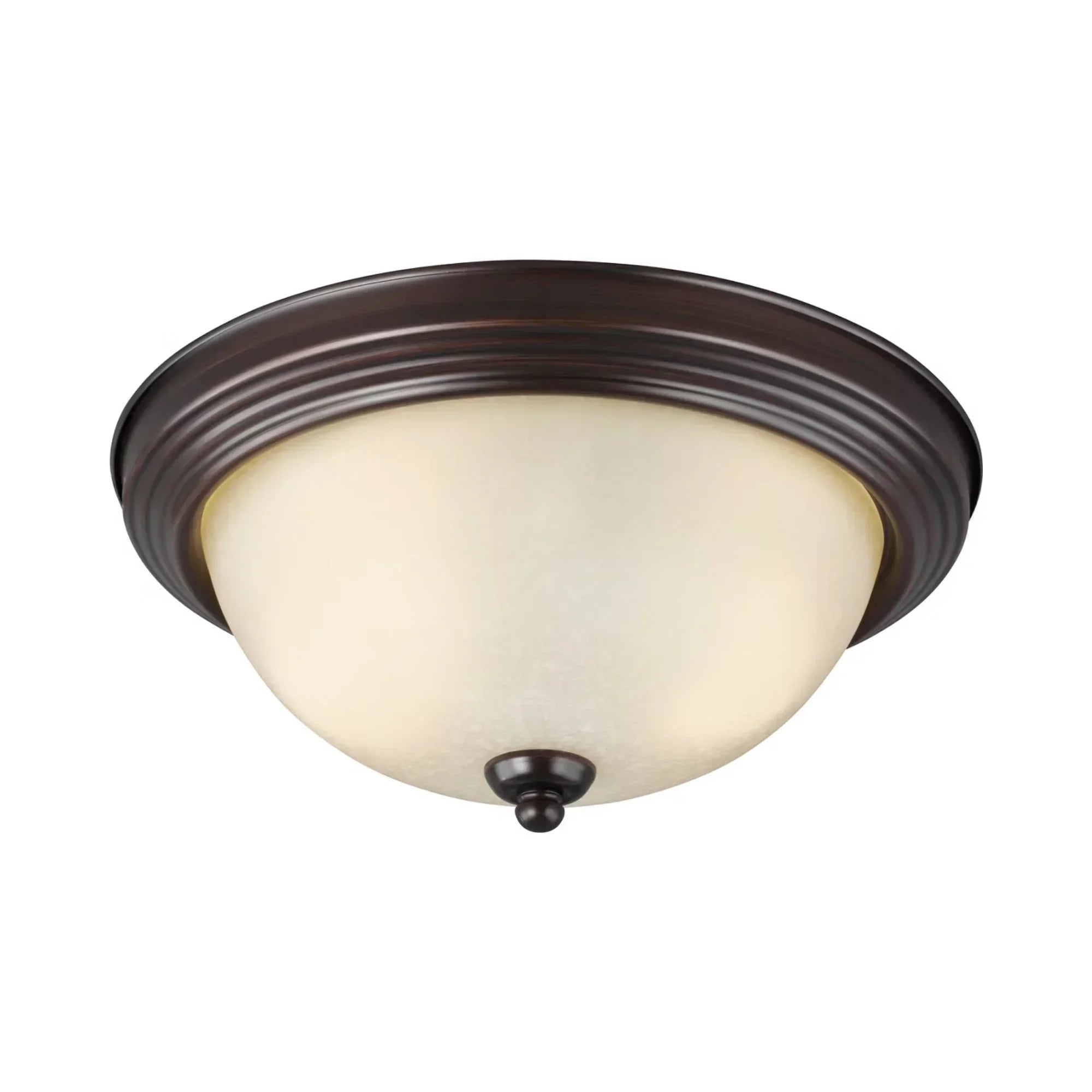 Geary 13" 2-Light LED Flush Mount, Bronze Finish with Amber Scavo Glass