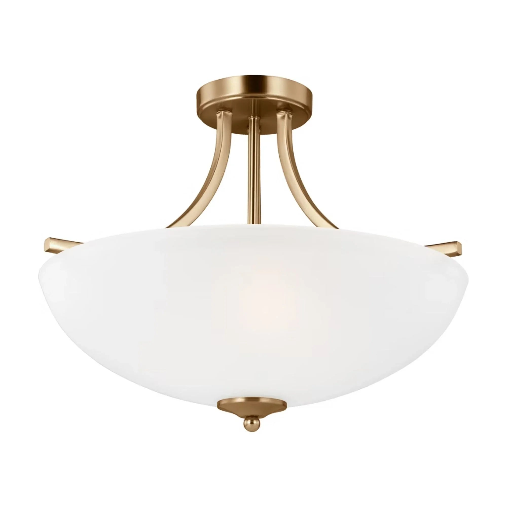 Geary 19" Medium 3-Light LED Semi-Flush Convertible Pendant, Satin Brass Finish