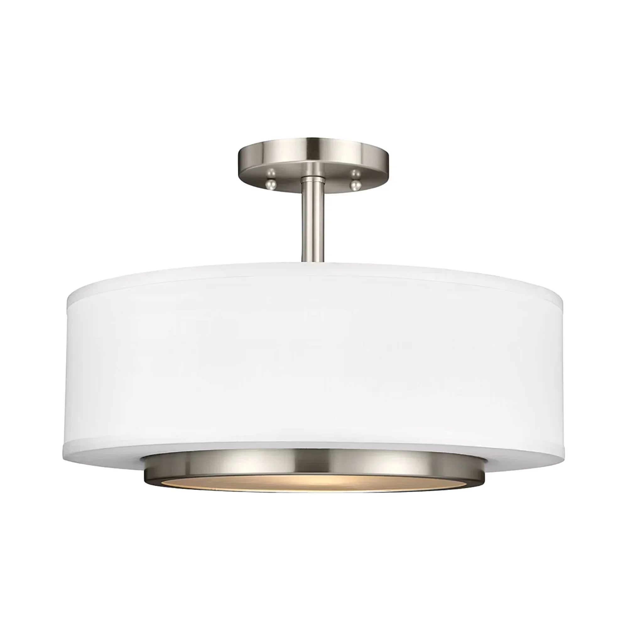 Nance 16" 2-Light LED Semi-Flush Convertible Pendant, Brushed Nickel Finish