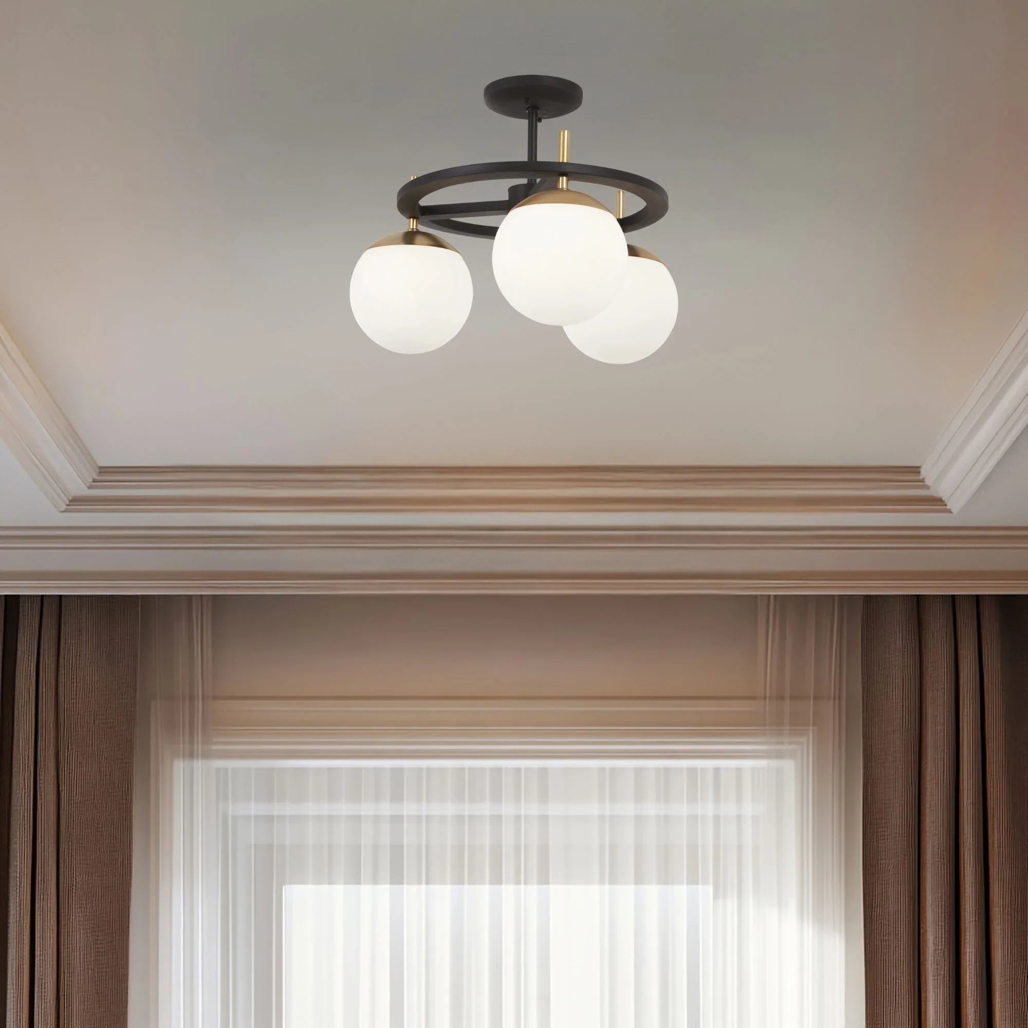 Alluria 18" 3-Light Semi-Flush Mount, Weathered Black & Autumn Gold Finish