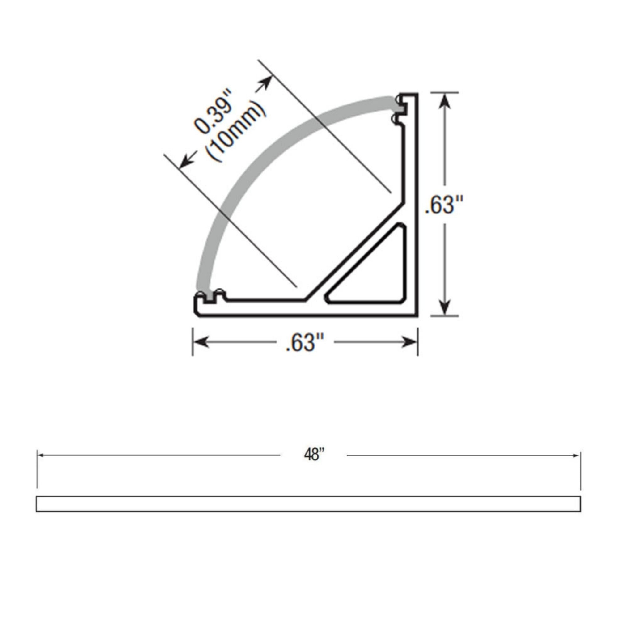 4ft Mini Format Angled 45° Aluminum Mounting Channel for LED Strip lights