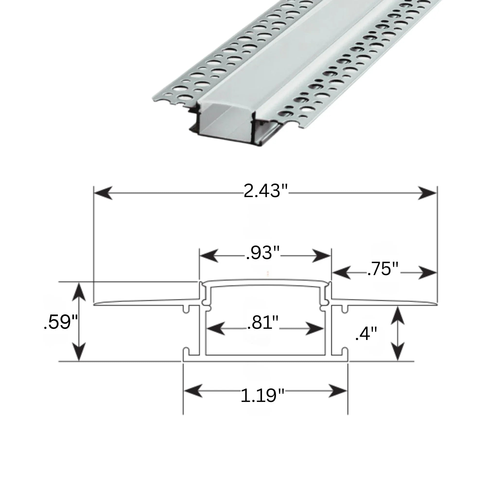 6ft Standard Mud-In Aluminum Channel - Bees Lighting