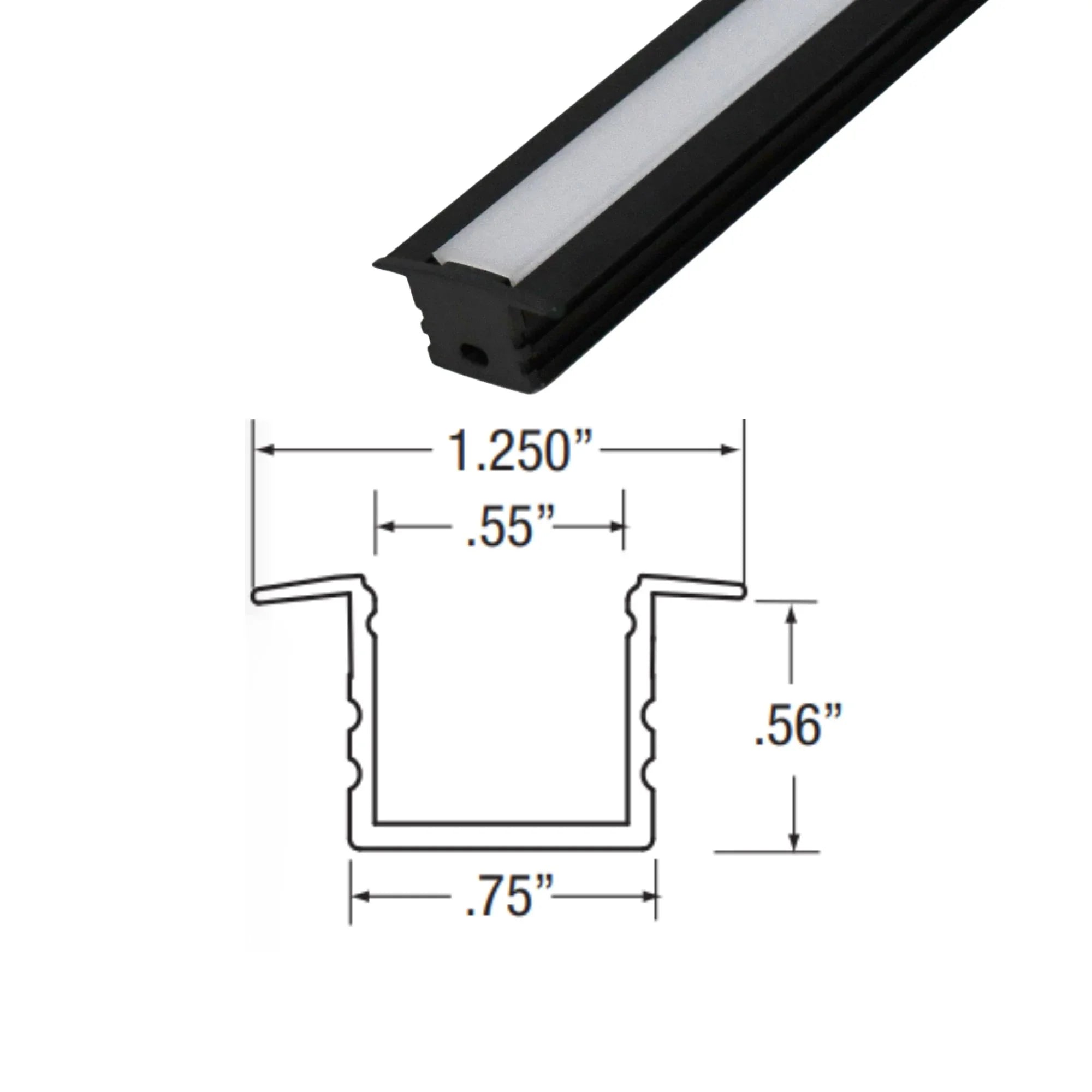 4ft Mini Deep with Flange Aluminum Mounting Channel, Black - Bees Lighting