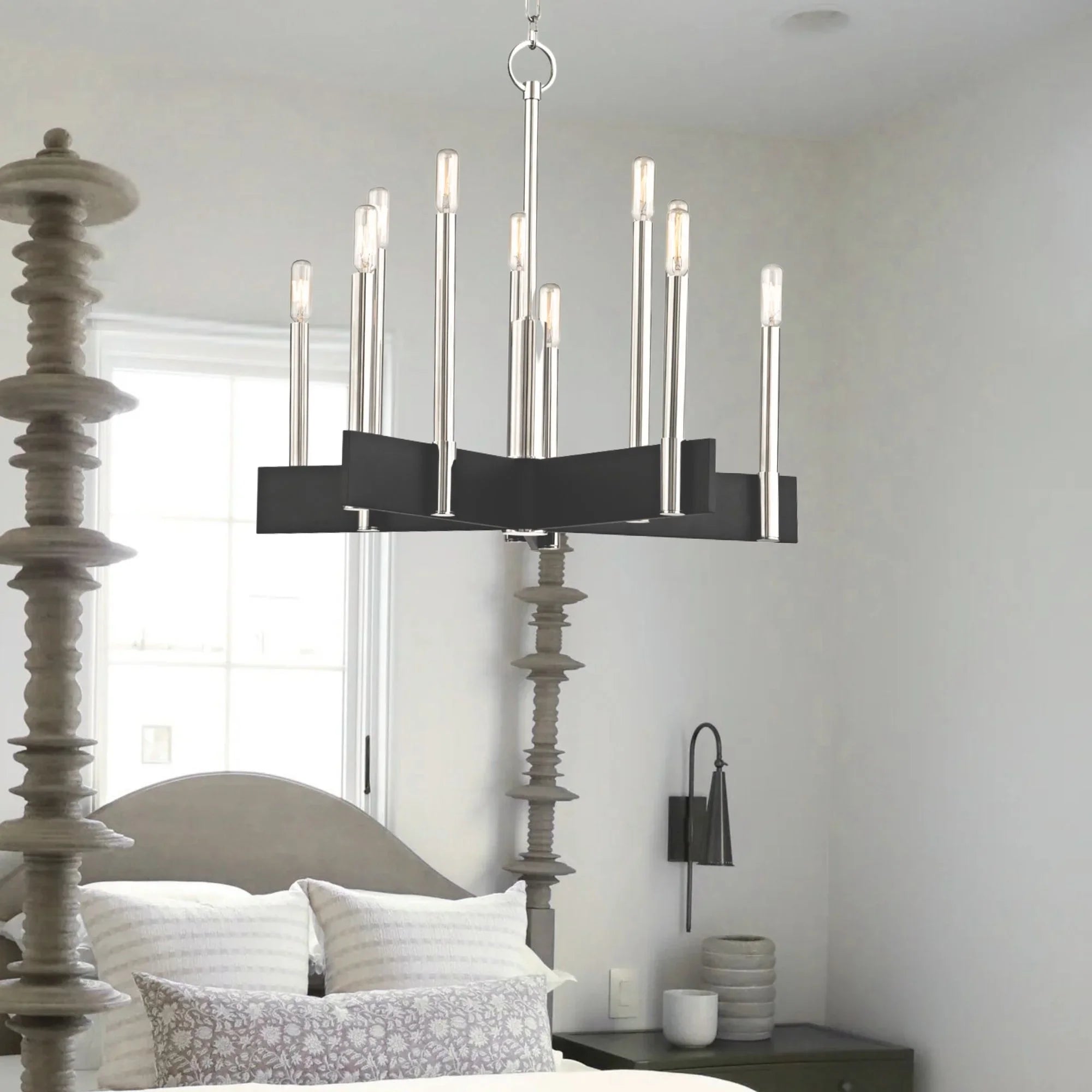 Abrams 24" 10-Light Chandelier, Polished Nickel Finish