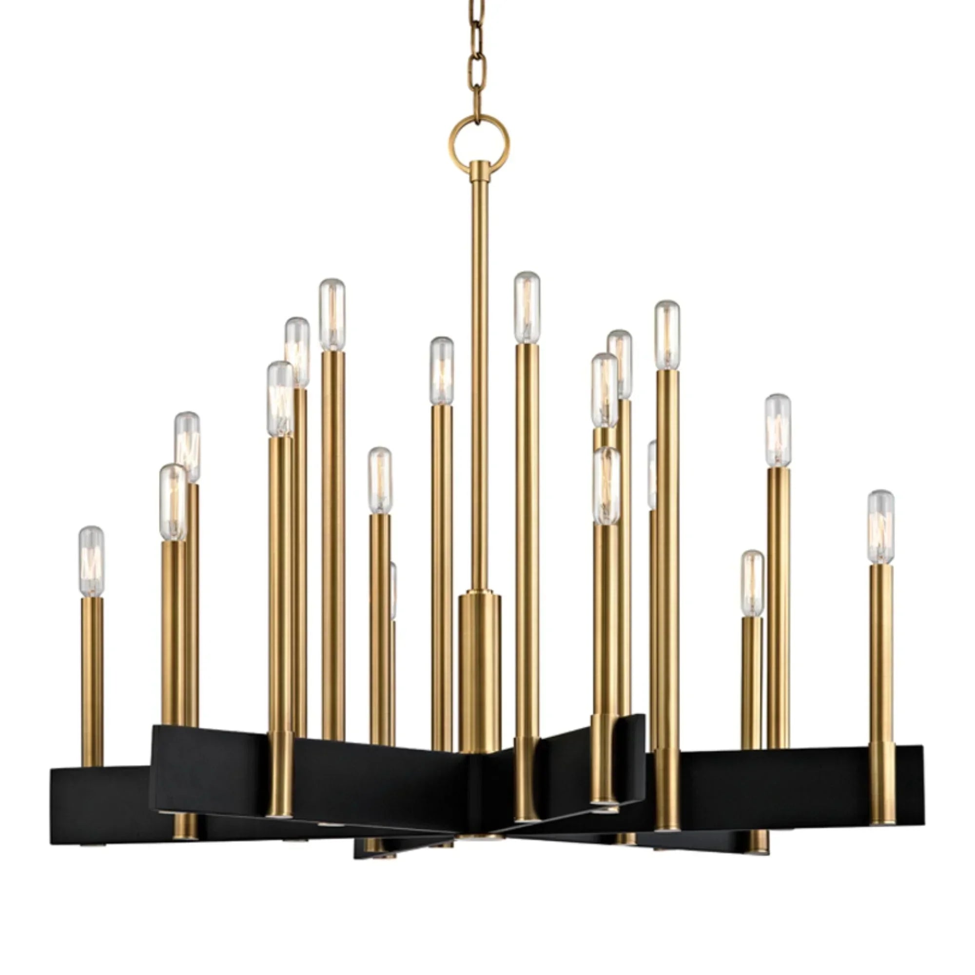 Abrams 34" 18-Light Chandelier, Aged Brass Finish
