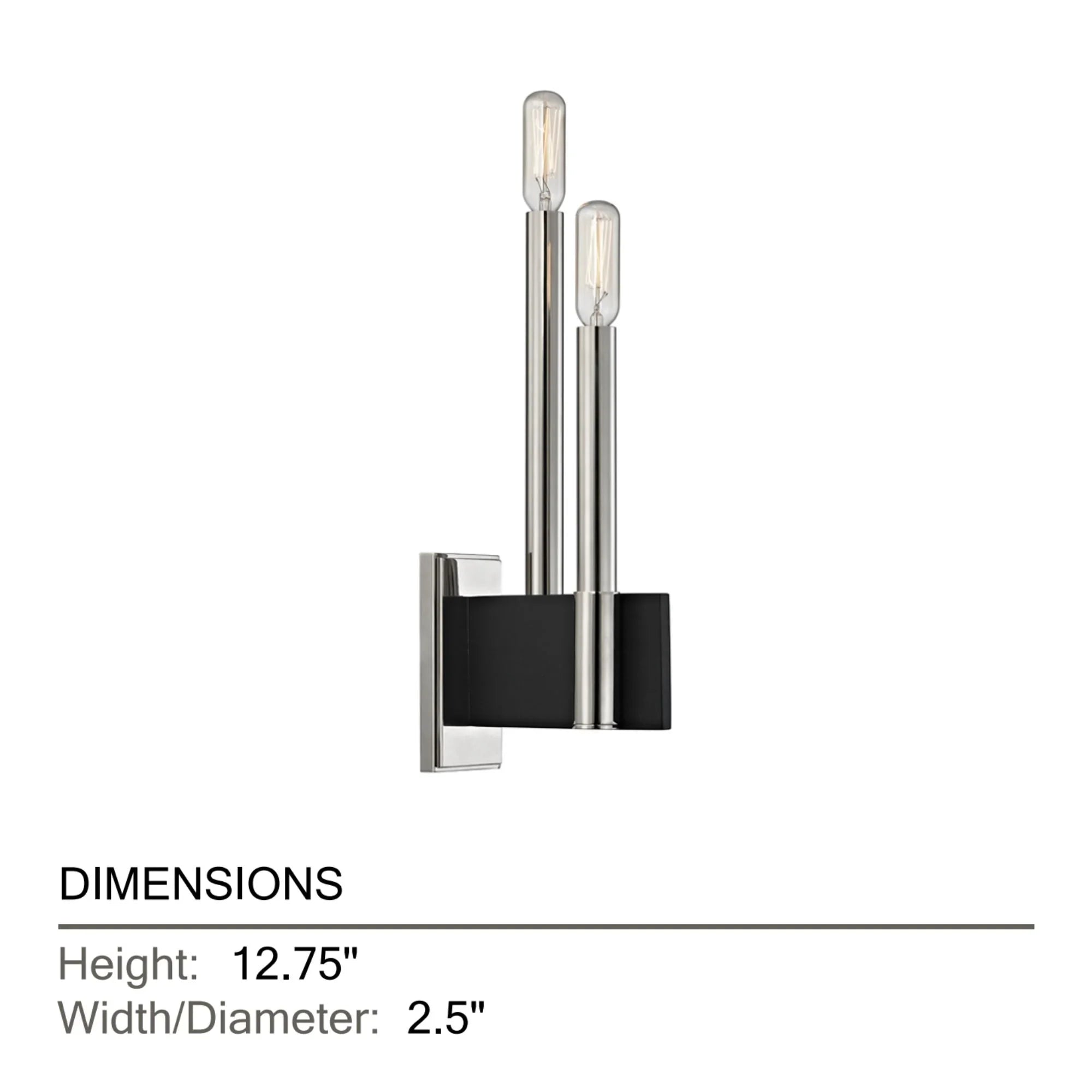 Abrams 13" 2-Light Wall Sconce, Polished Nickel Finish