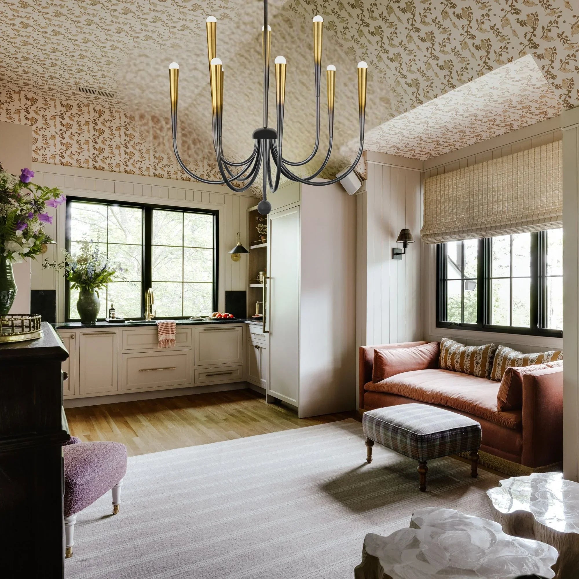 Adley 40" 9-Light Chandelier, Gradient Brass Finish