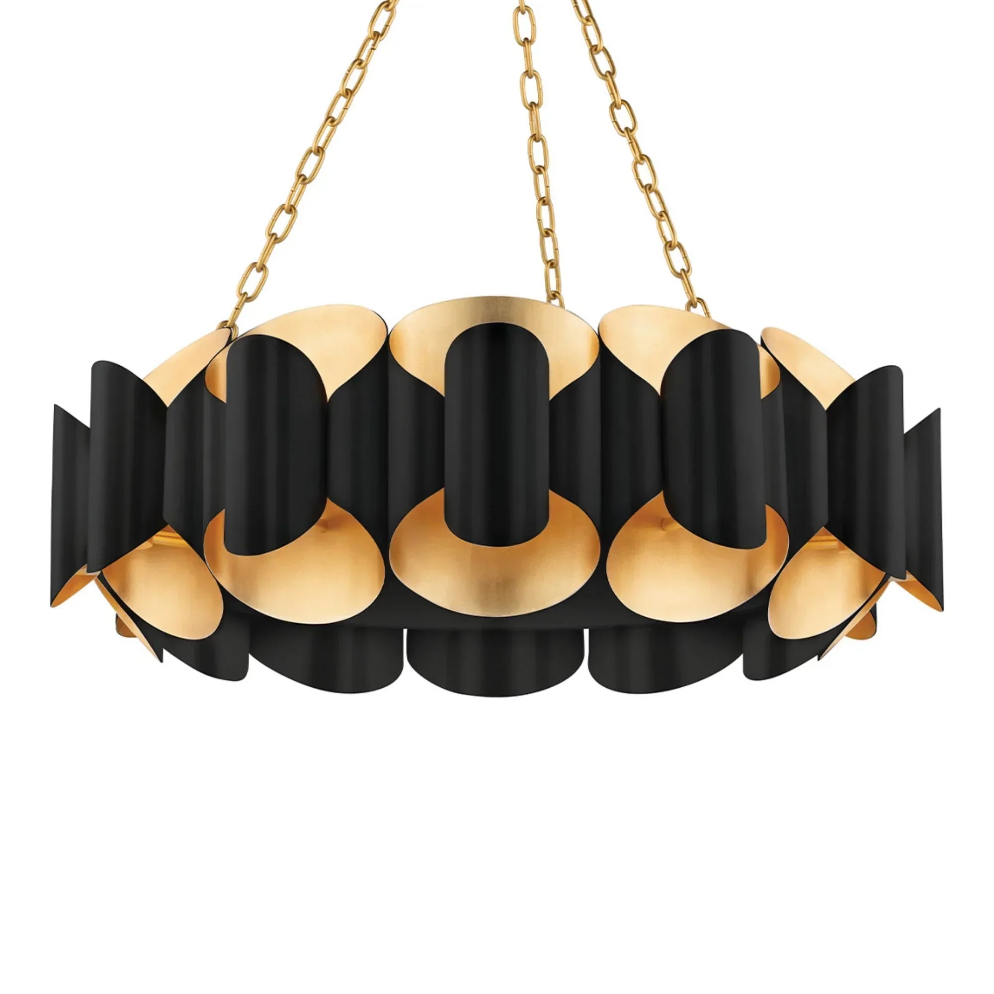 Banks 35" 12-Light Chandelier, Gold Leaf/Black Finish