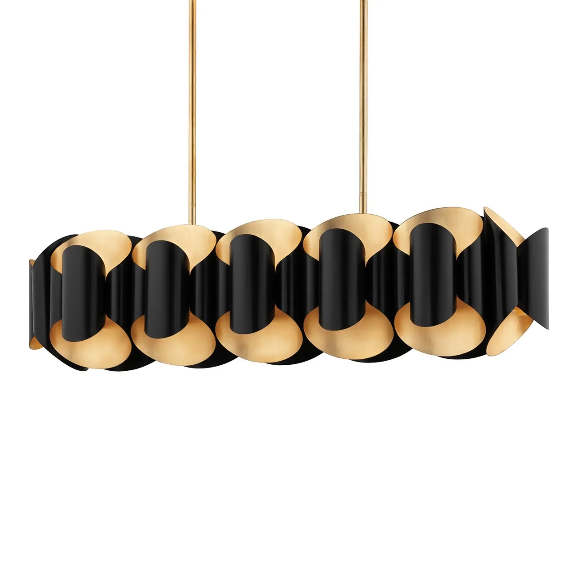 Banks 46" 12-Light Island Pendant, Gold Leaf/Black Finish