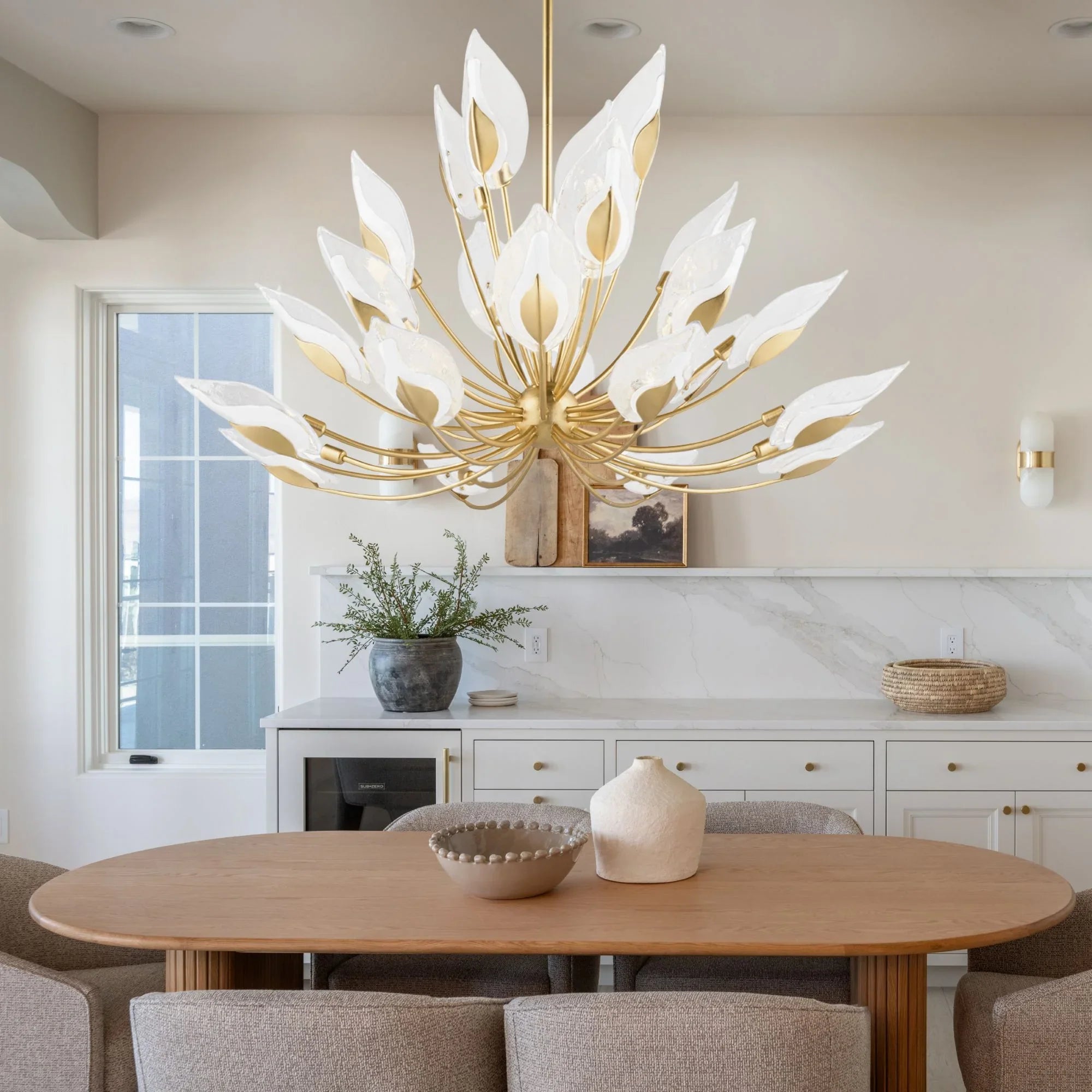 Blossom 55" 24-Light Chandelier, Gold Leaf Finish