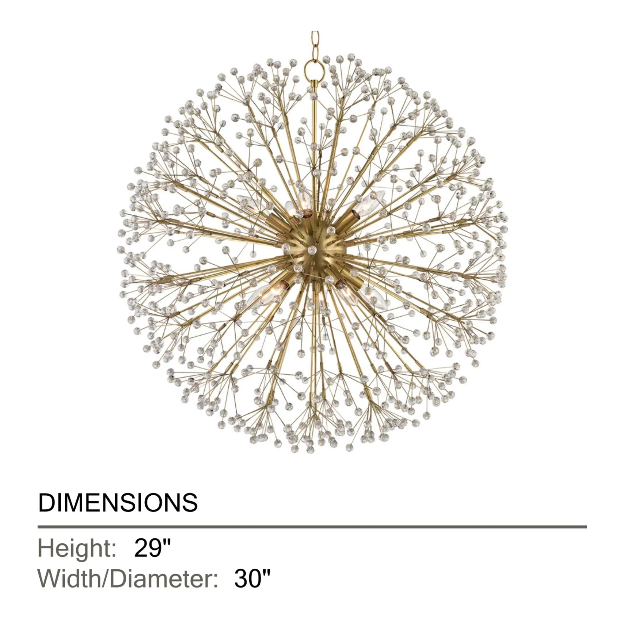 Dunkirk 30" 10-Light Chandelier, Aged Brass Finish