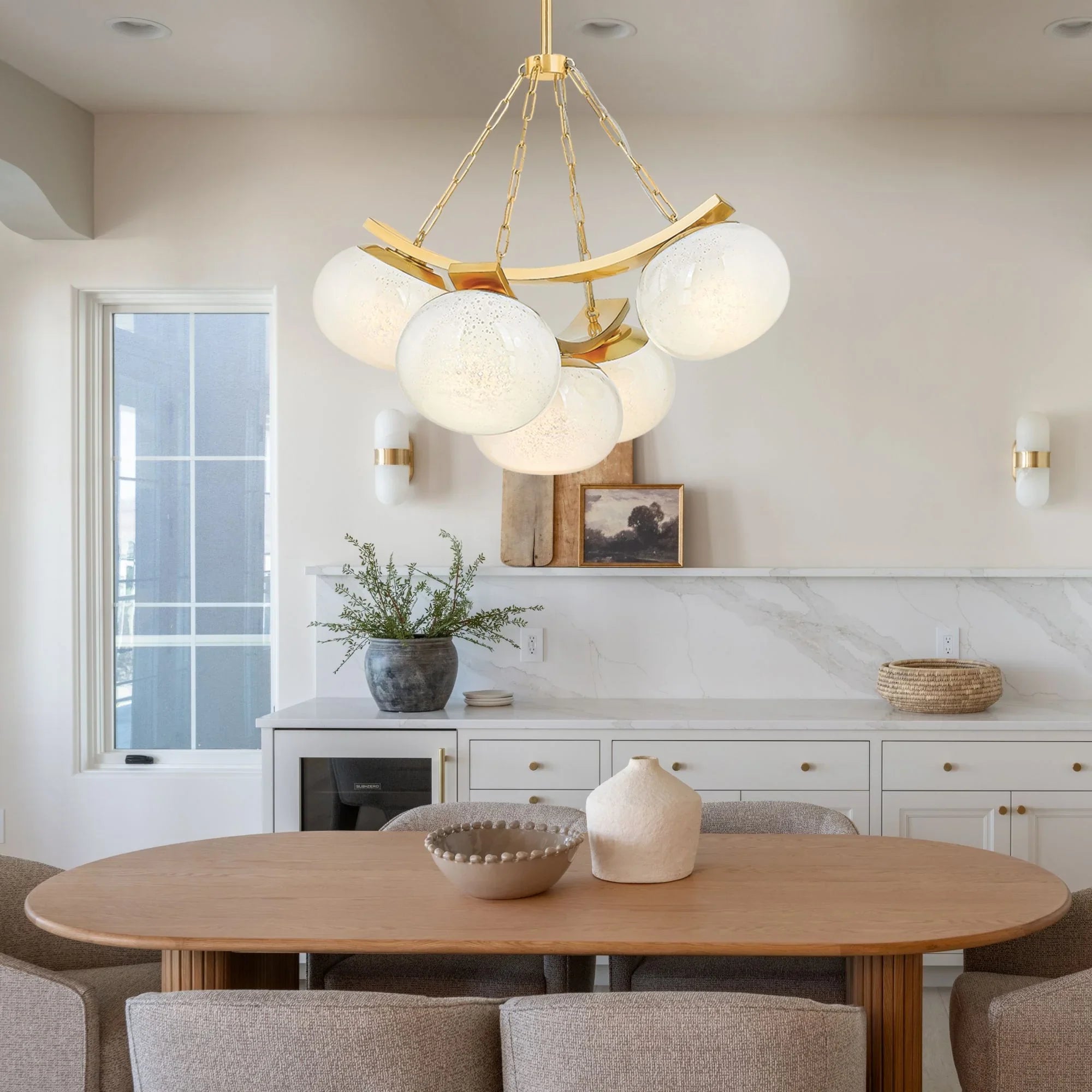 Duxbury 32" 5-Light Chandelier, Aged Brass Finish