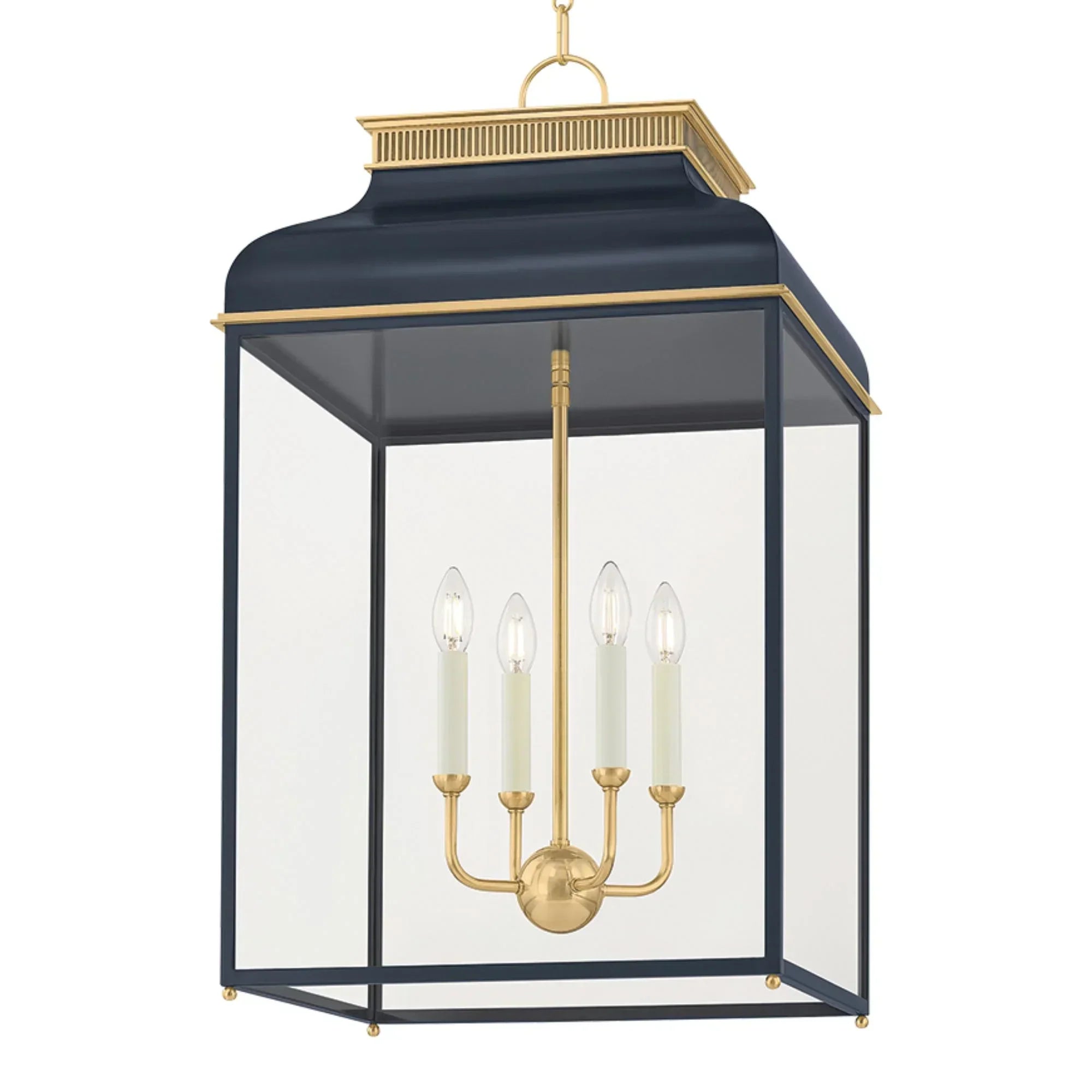 Houghton 33" 4-Light Lantern, Aged Brass/Distressed Bronze Finish