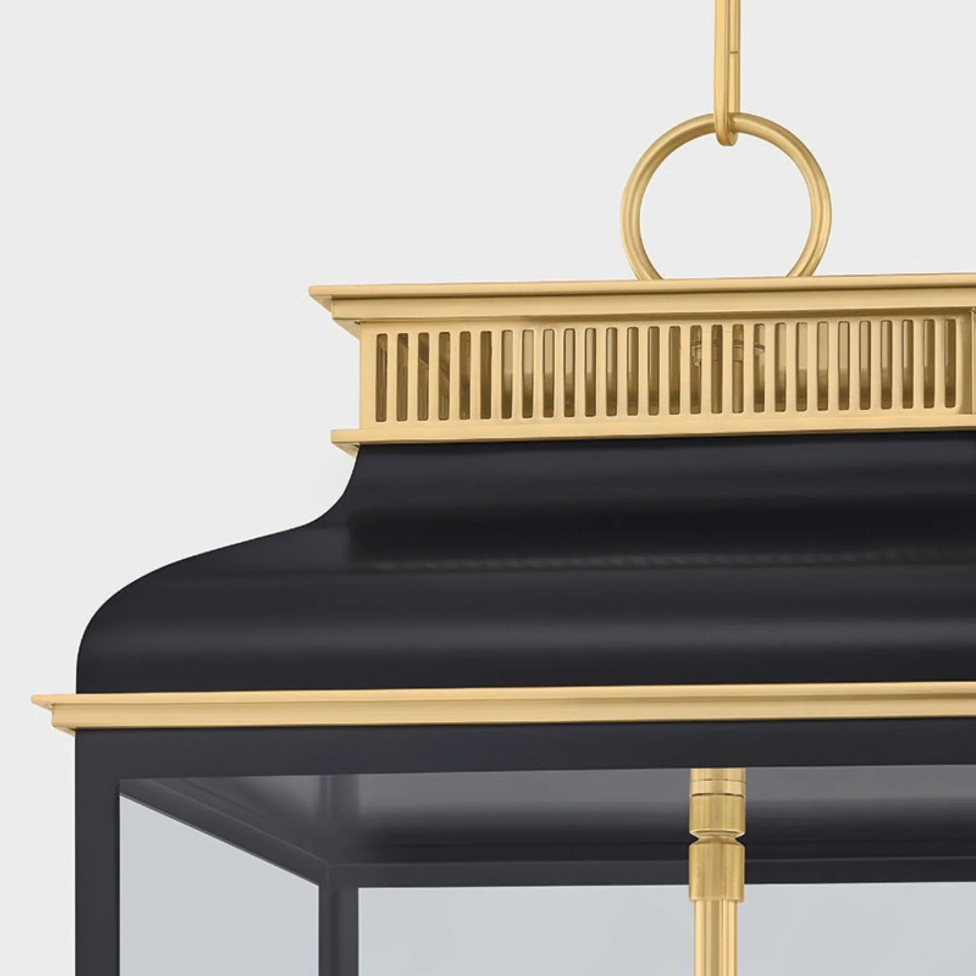 Houghton 33" 4-Light Lantern, Aged Brass/Distressed Bronze Finish